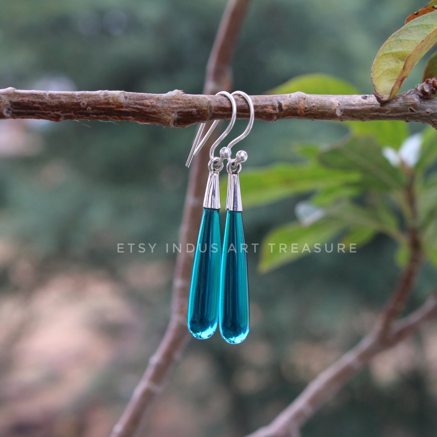 Swiss Blue Topaz Long Drop Earrings
