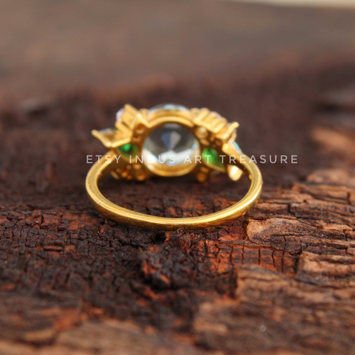 Emerald- Blue Topaz Gold Plated Ring