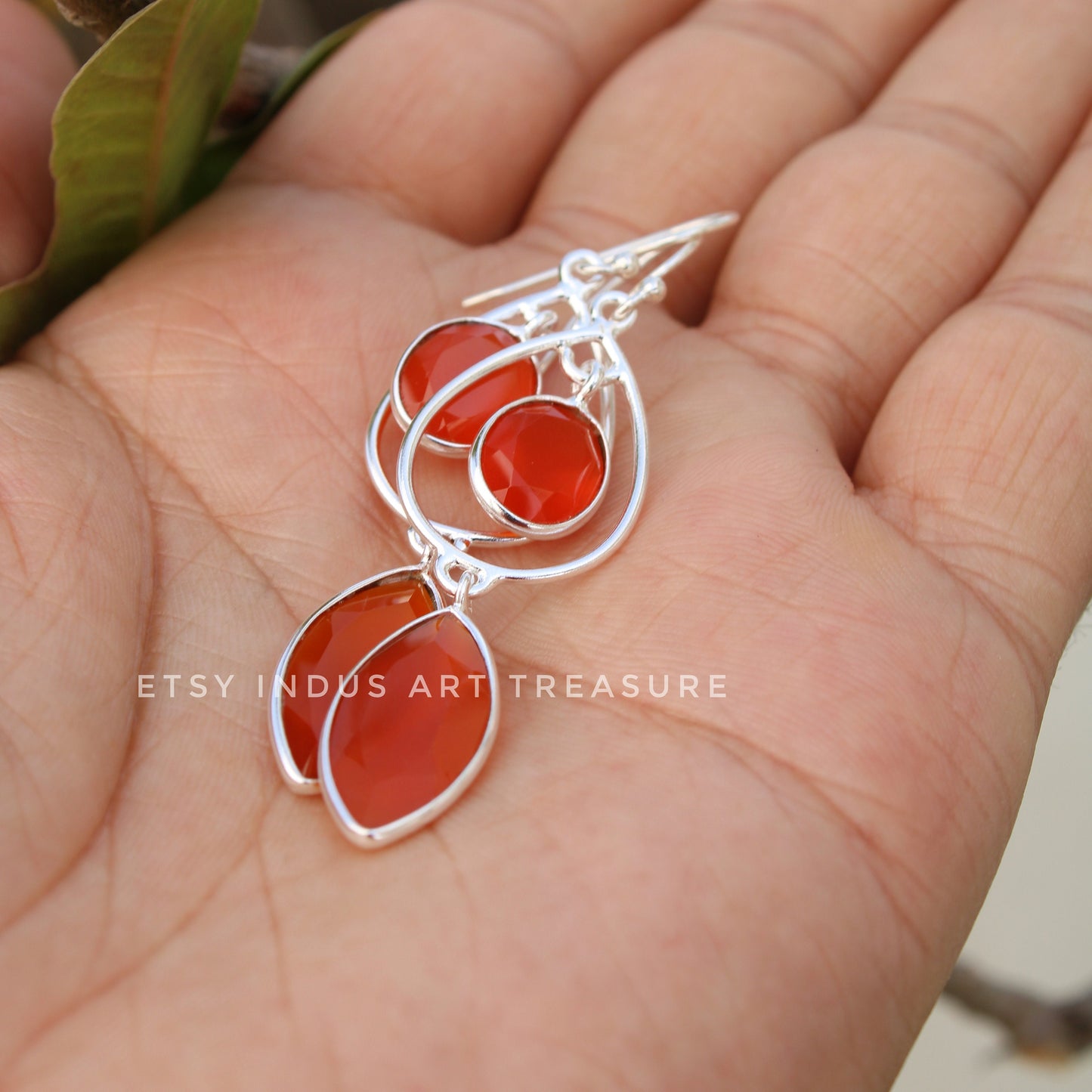 Natural Carnelian Long Earrings
