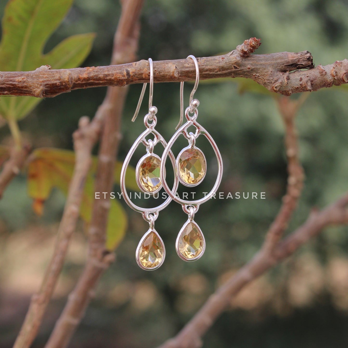Yellow Citrine Dangle Earrings