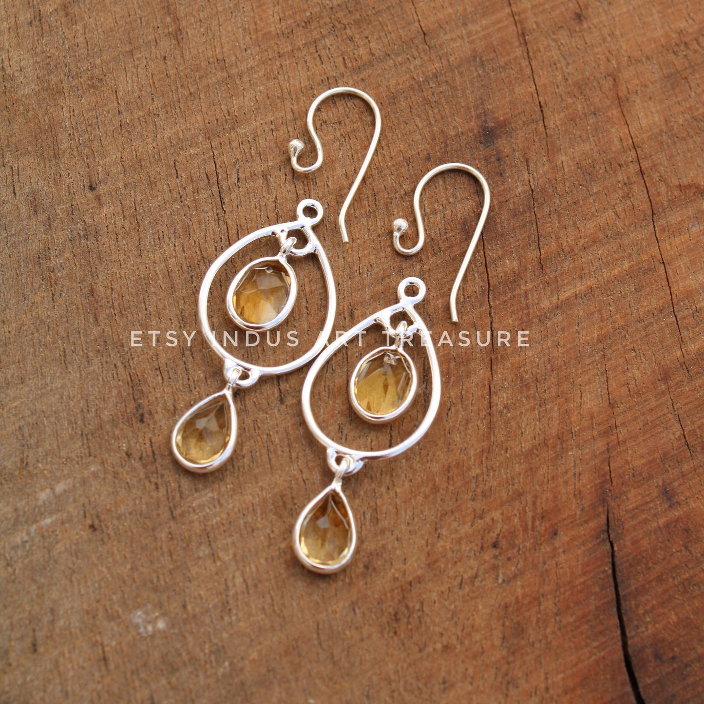 Yellow Citrine Dangle Earrings
