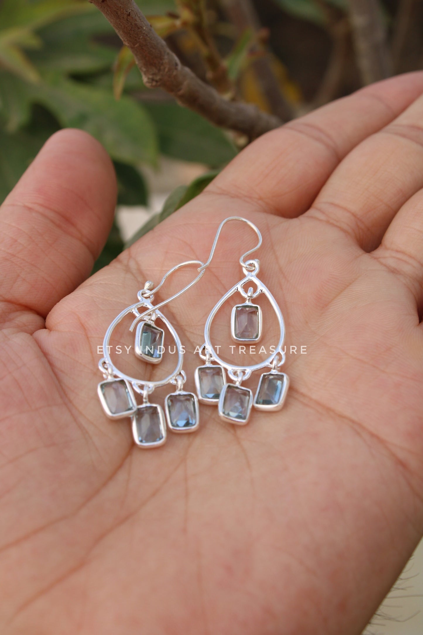 Blue Topaz Dangle Earrings