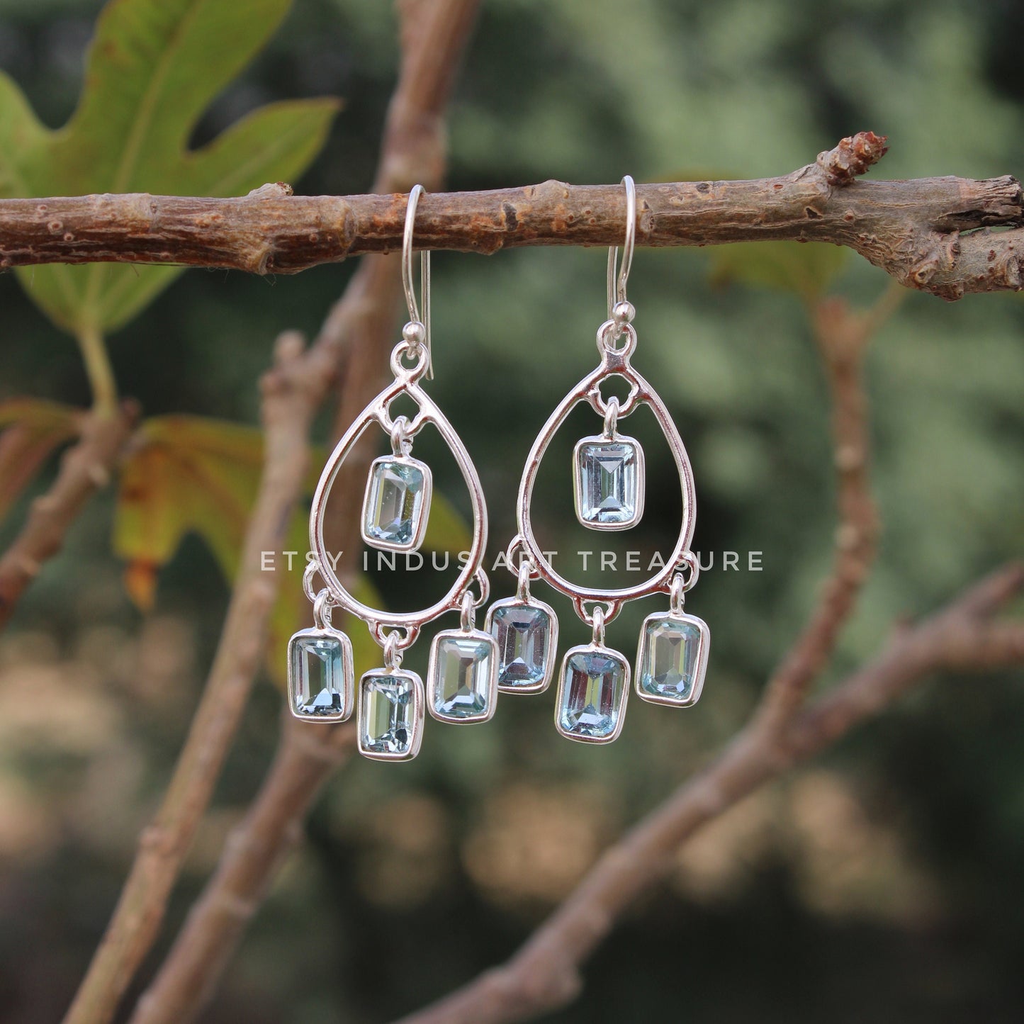 Blue Topaz Dangle Earrings