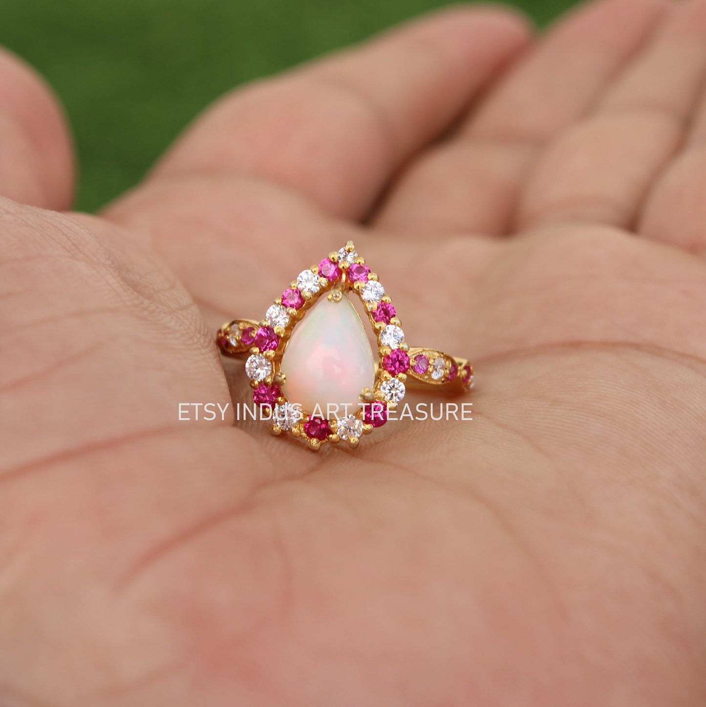 Fire Opal Gold Gemstone Ring