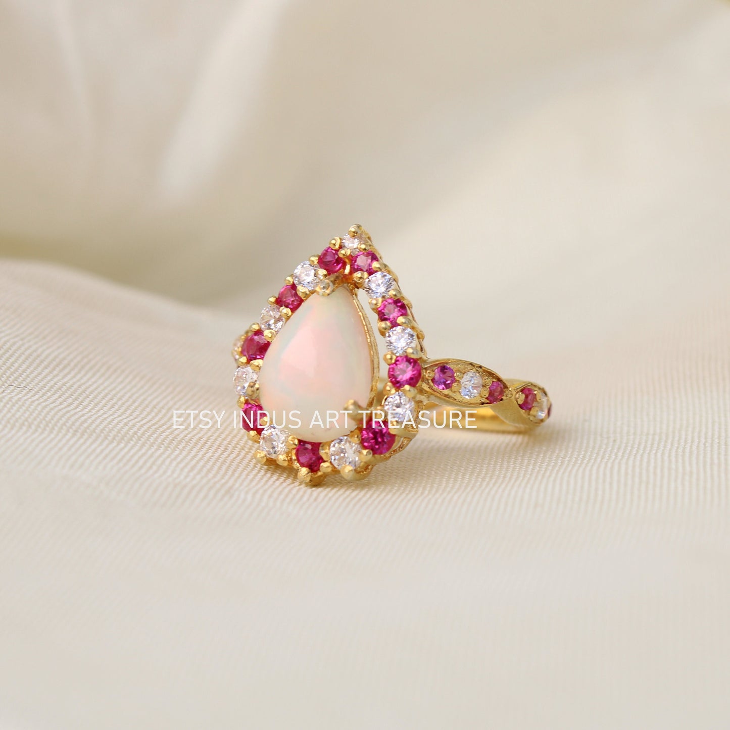 Fire Opal Gold Gemstone Ring