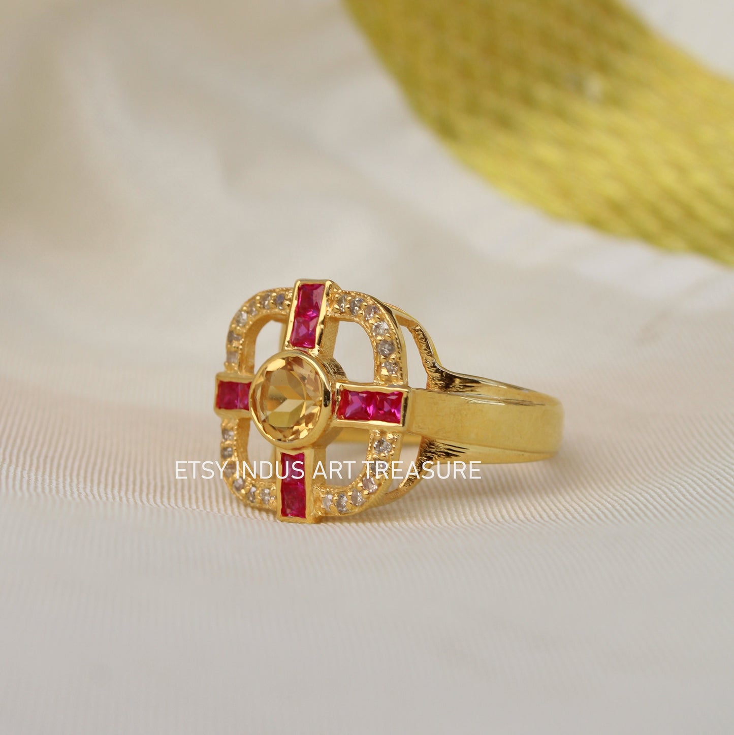 Pink Tourmaline 18k Gold Signet Ring