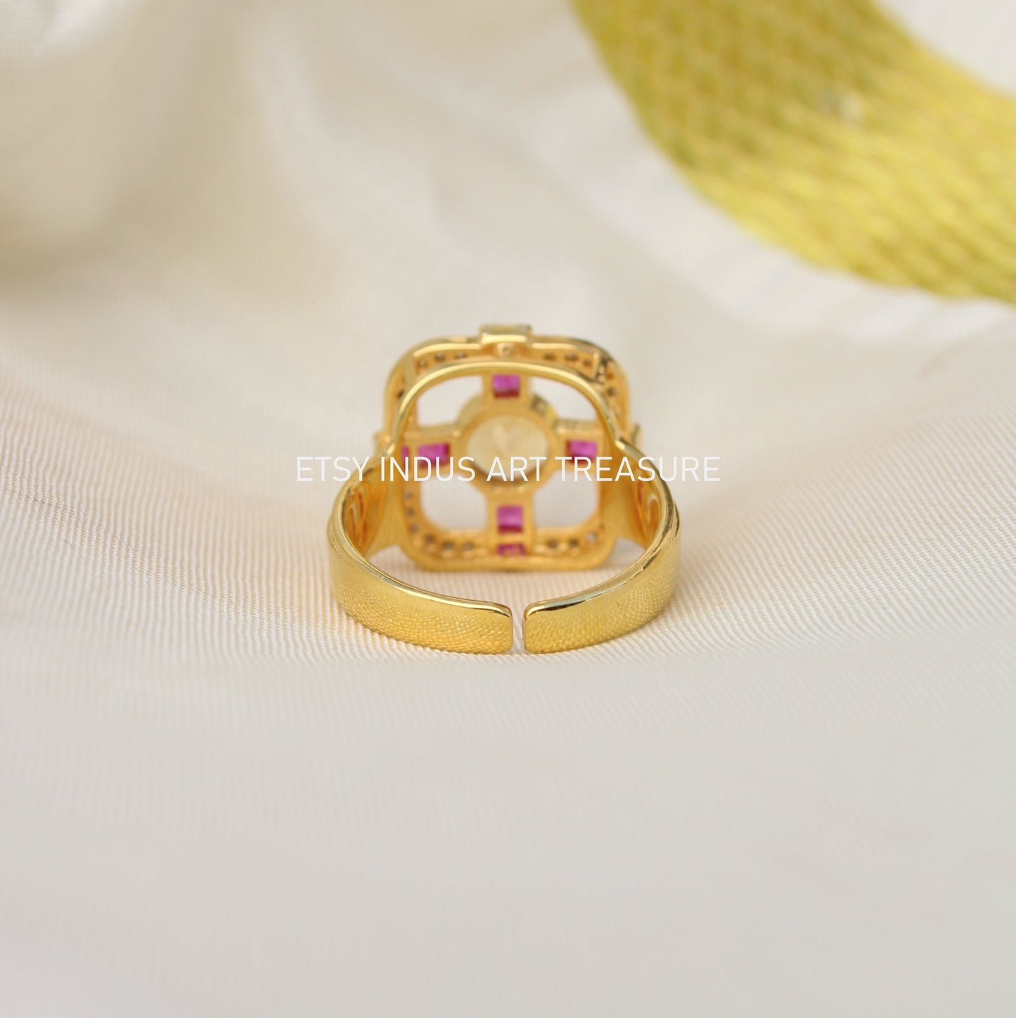 Pink Tourmaline 18k Gold Signet Ring