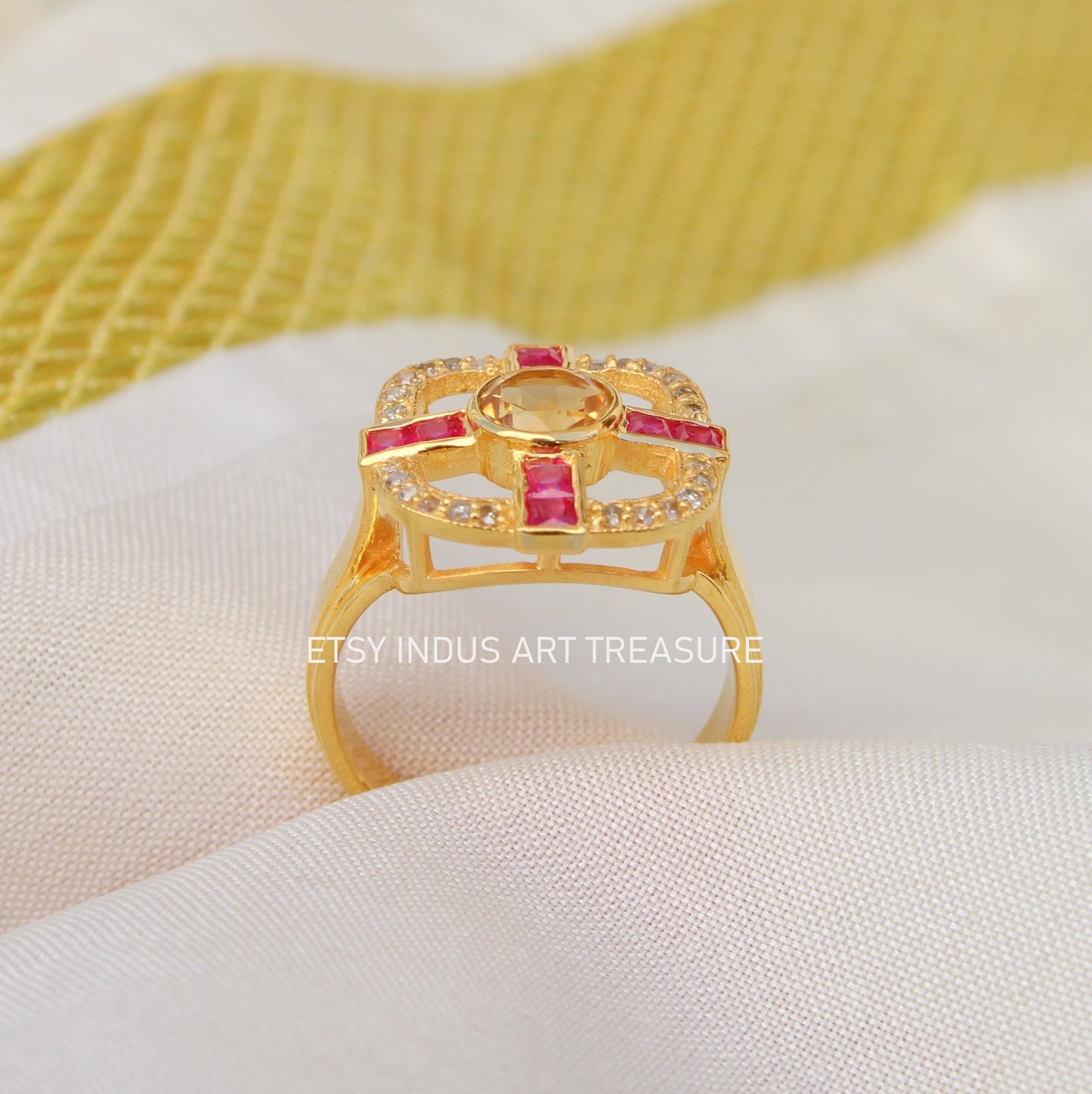 Pink Tourmaline 18k Gold Signet Ring