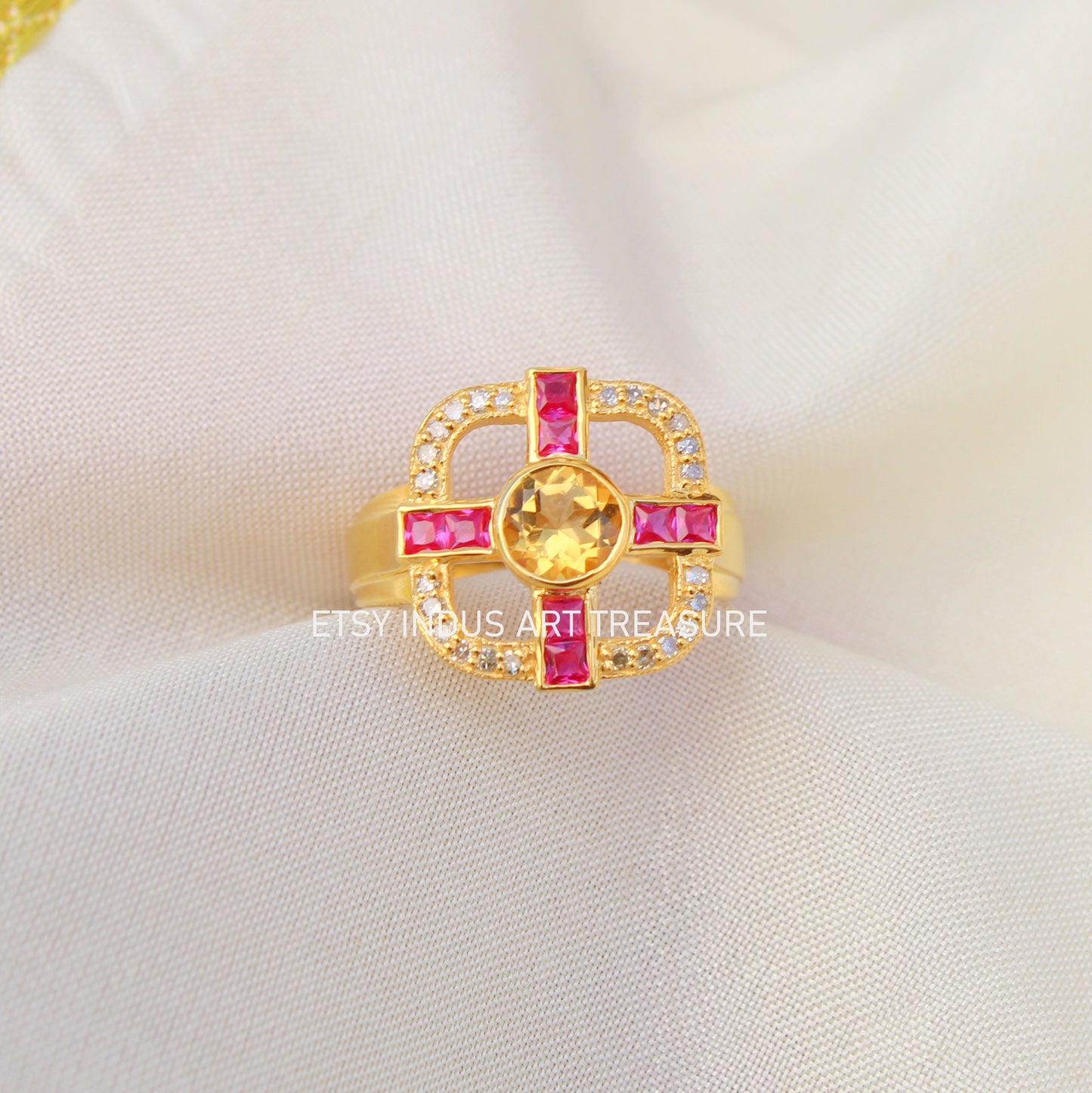 Pink Tourmaline 18k Gold Signet Ring