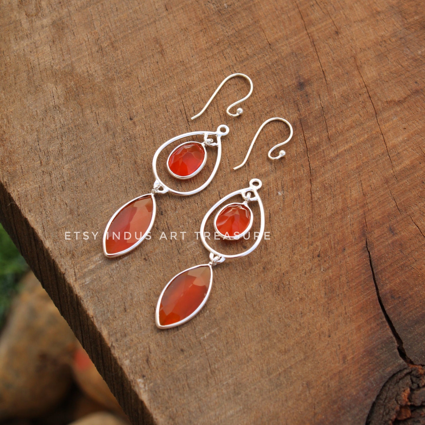 Natural Carnelian Long Earrings