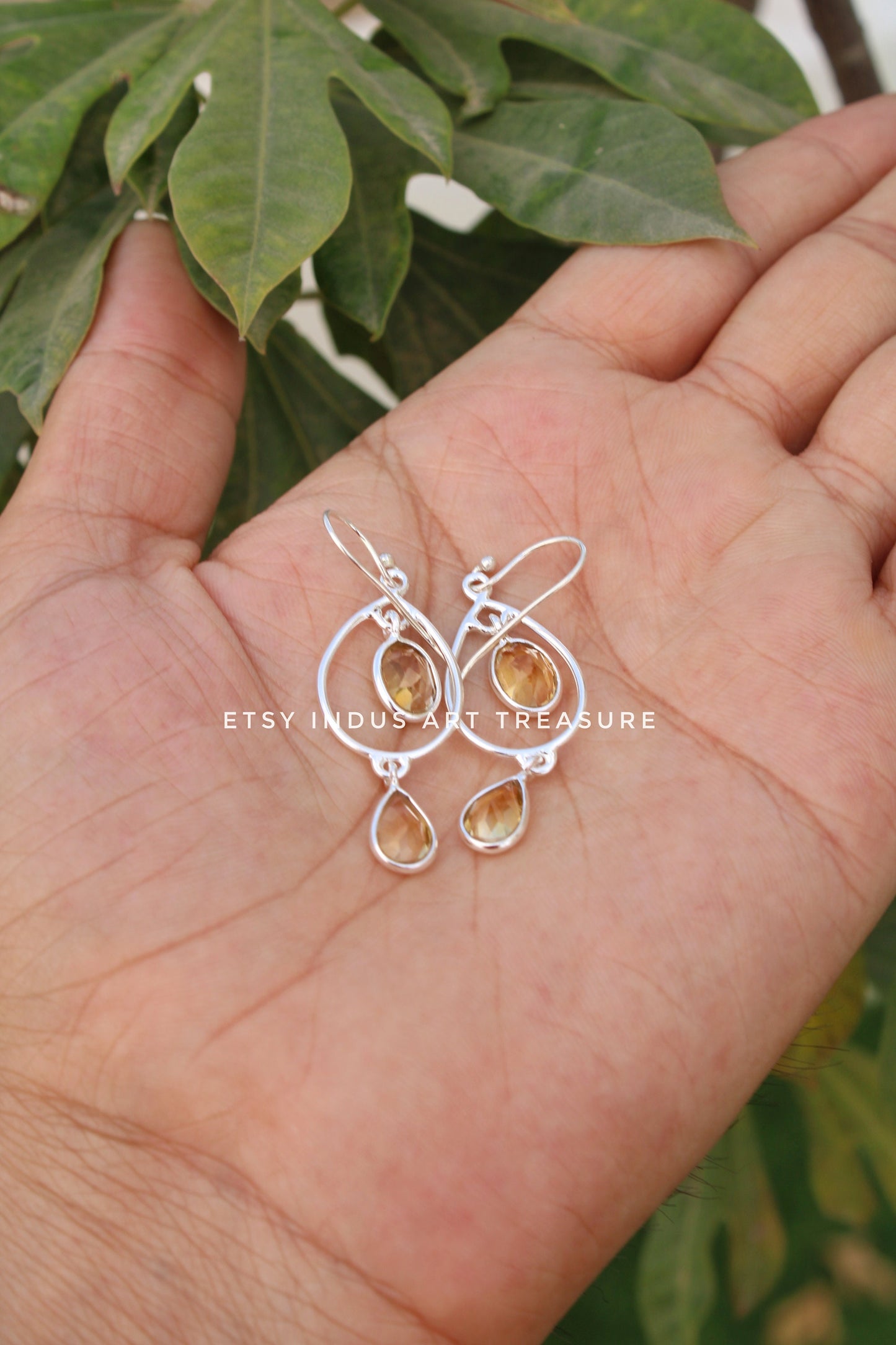 Yellow Citrine Dangle Earrings