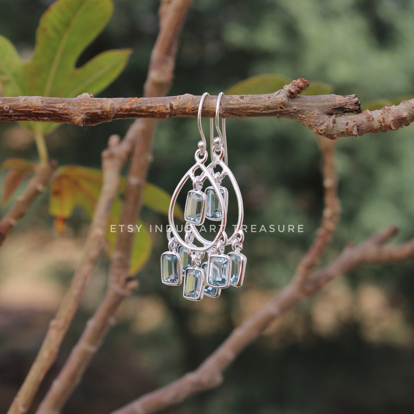 Blue Topaz Dangle Earrings