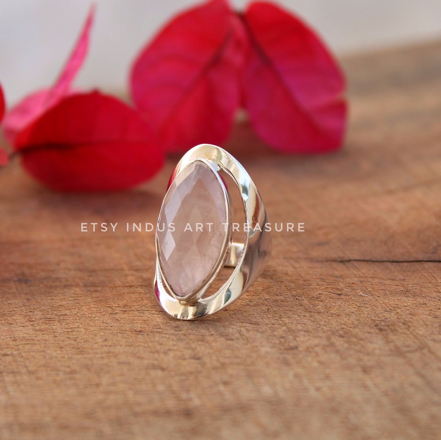 Rose Quartz Statement Ring