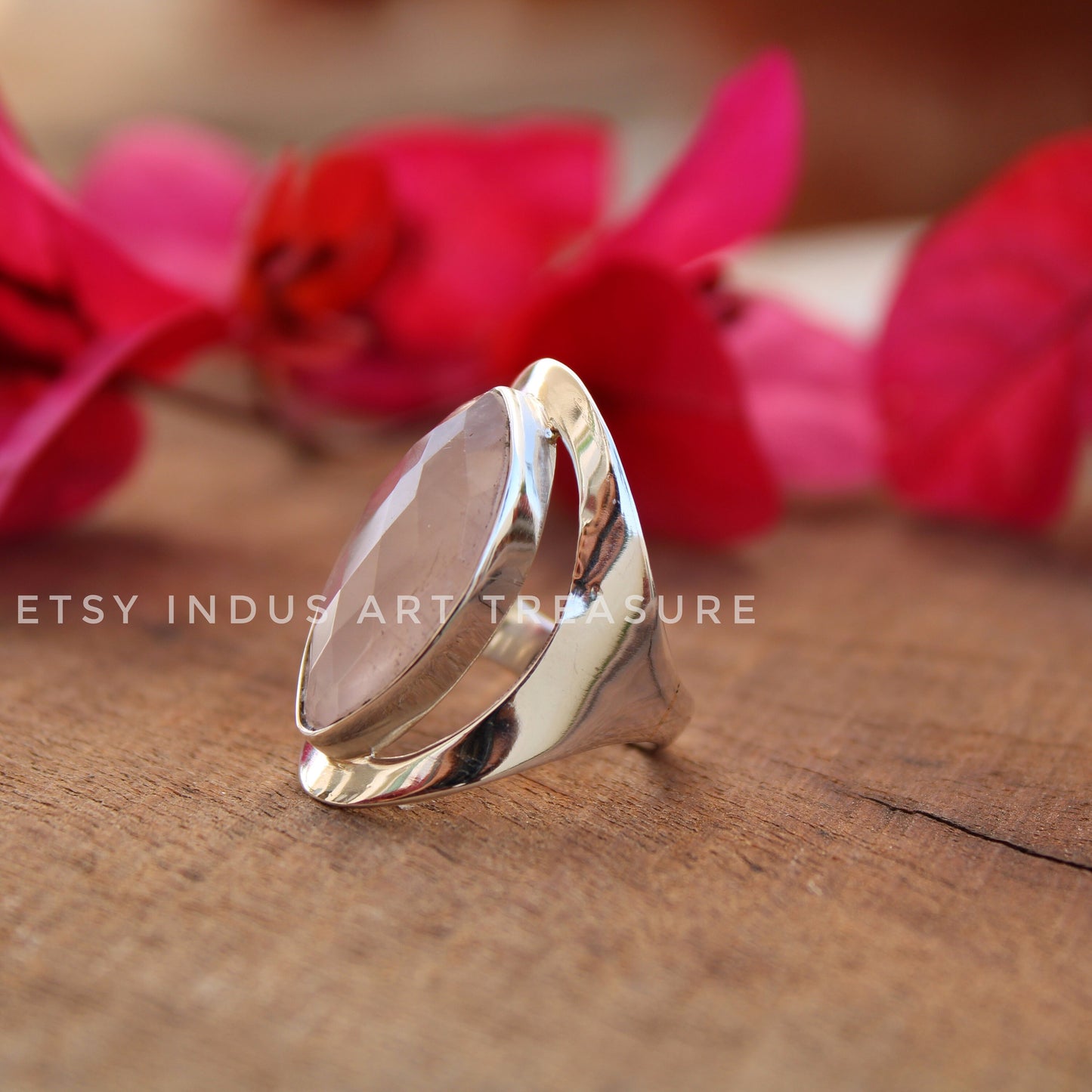 Rose Quartz Statement Ring