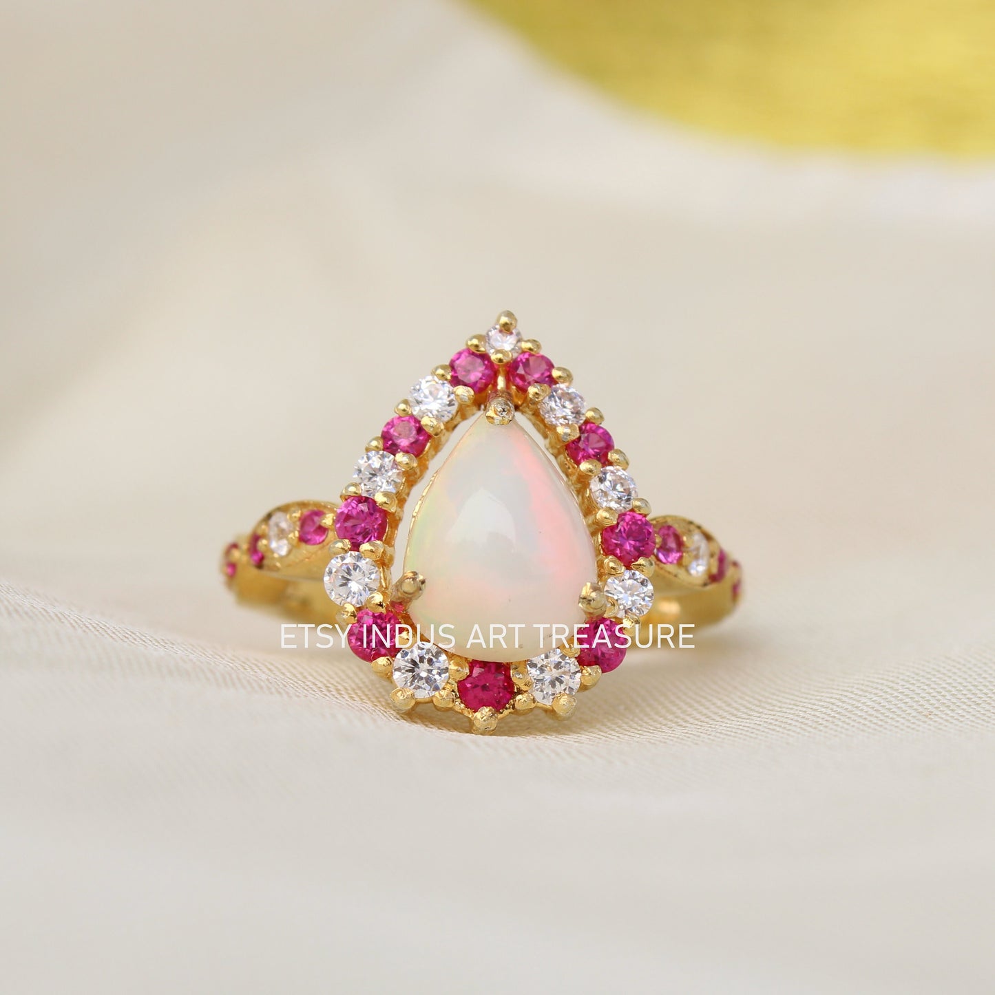 Fire Opal Gold Gemstone Ring
