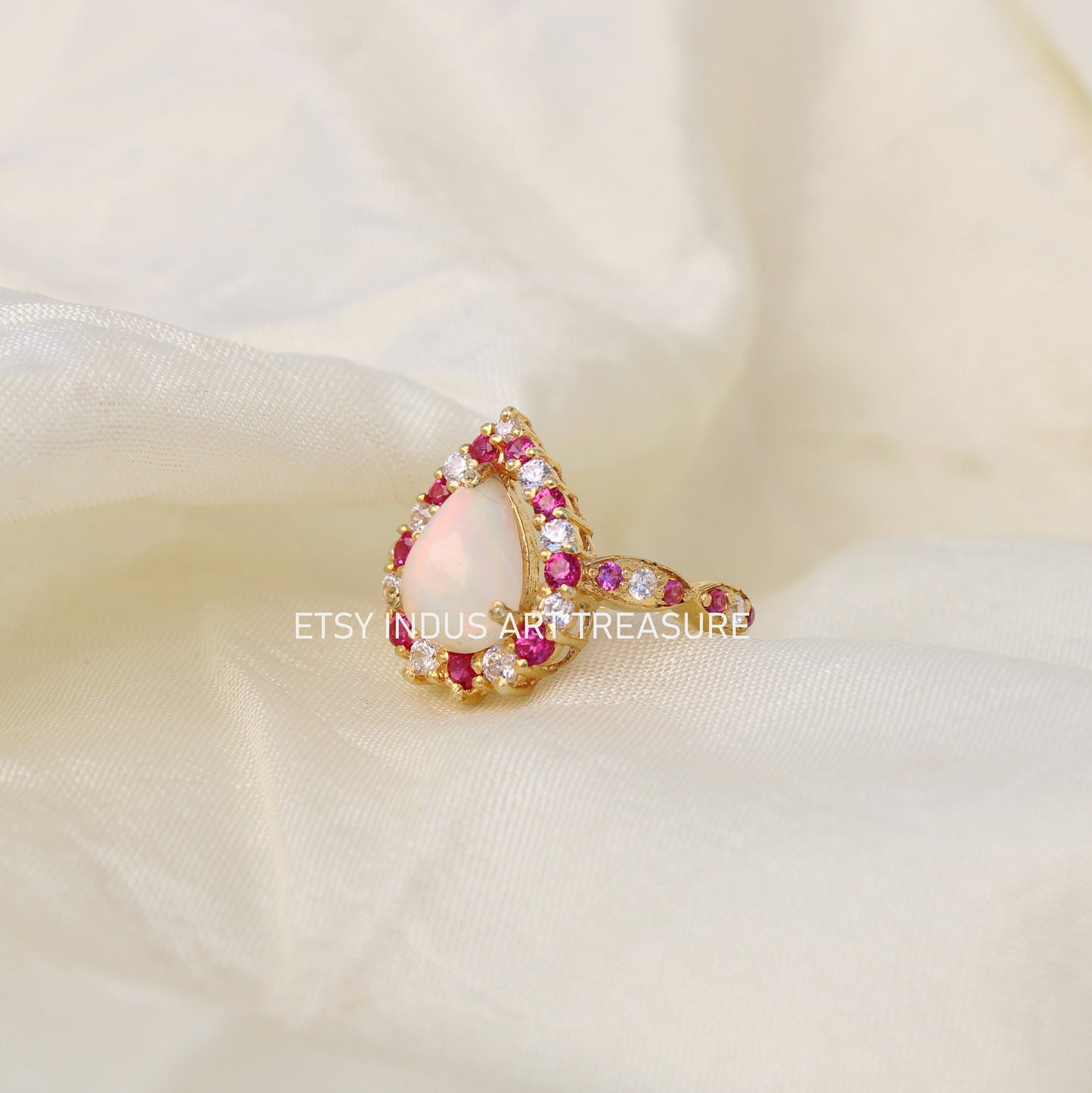 Fire Opal Gold Gemstone Ring