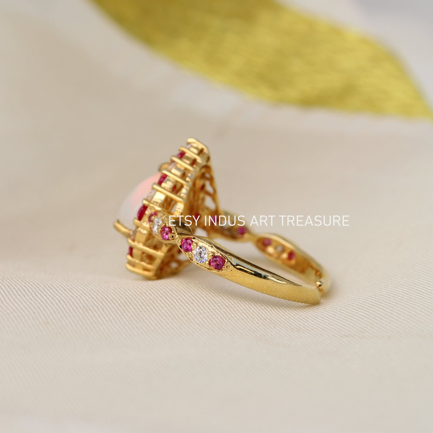 Fire Opal Gold Gemstone Ring