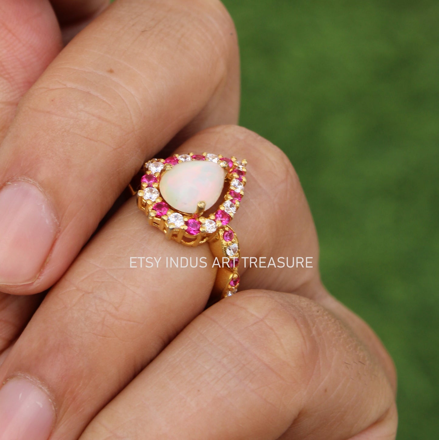 Fire Opal Gold Gemstone Ring