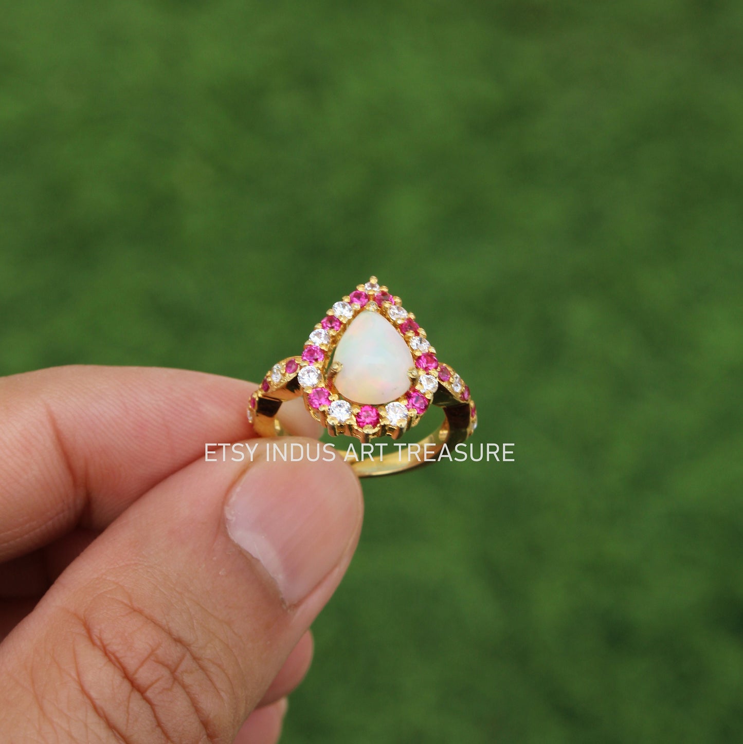 Fire Opal Gold Gemstone Ring
