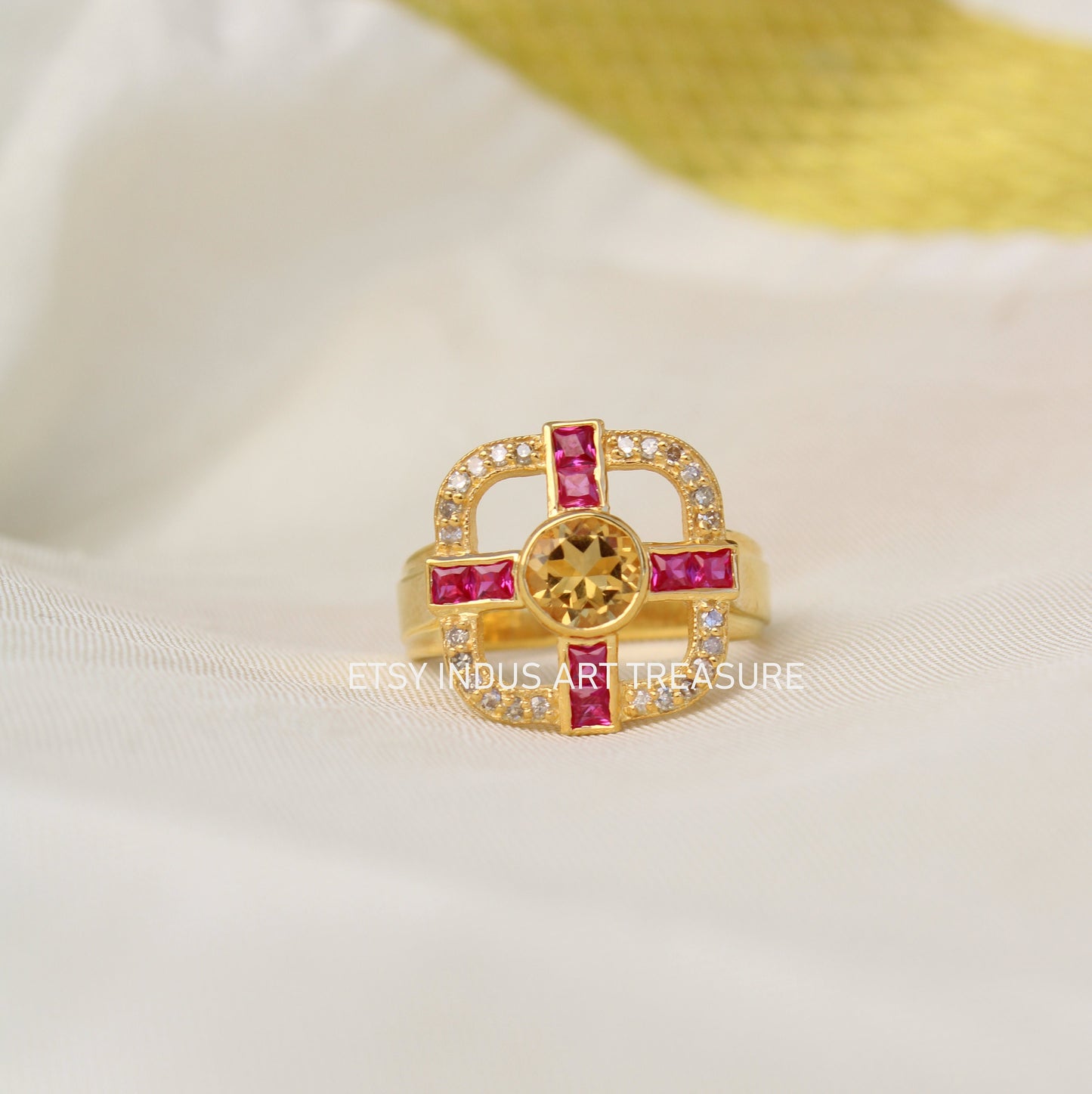 Pink Tourmaline 18k Gold Signet Ring