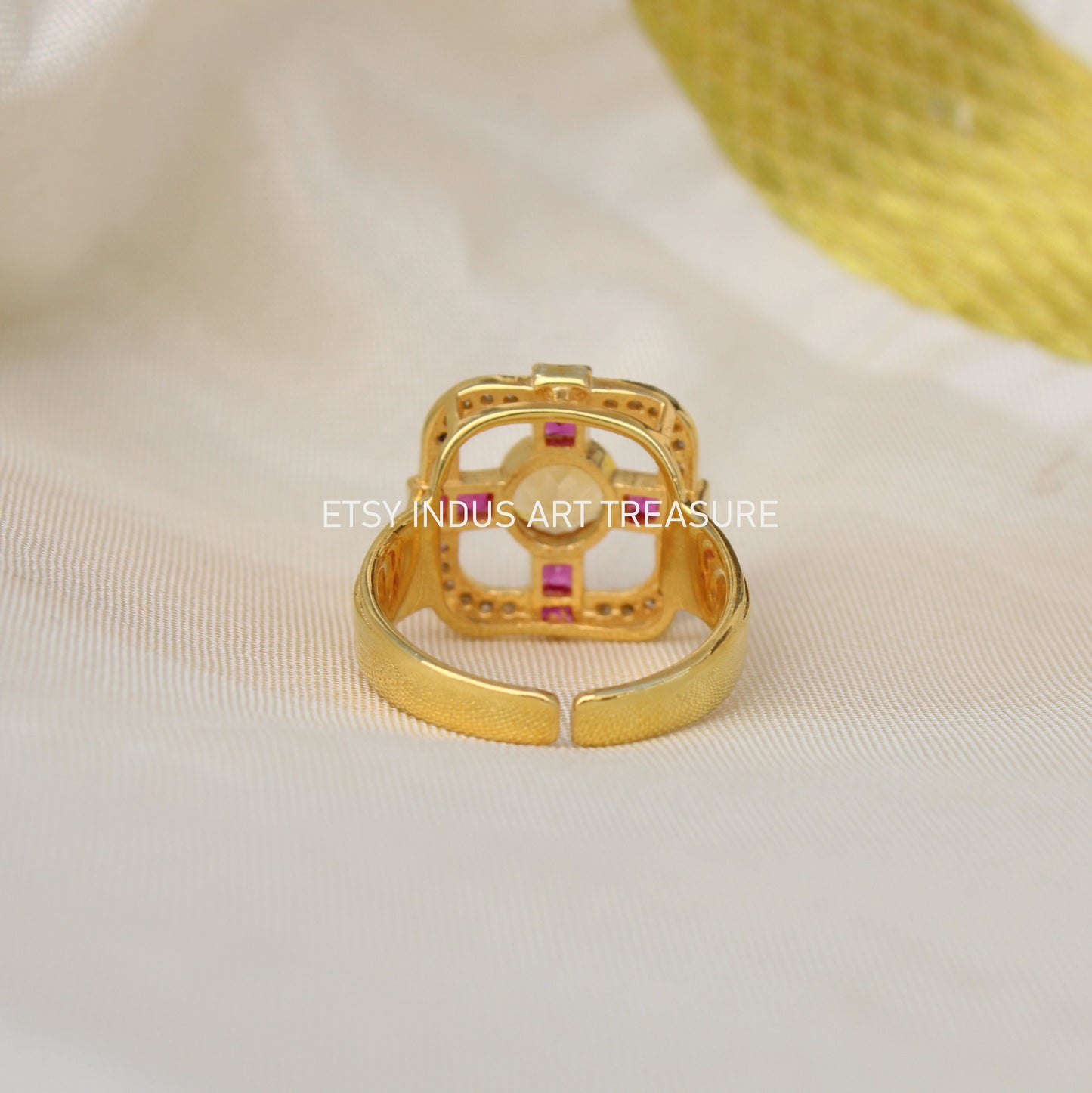 Pink Tourmaline 18k Gold Signet Ring