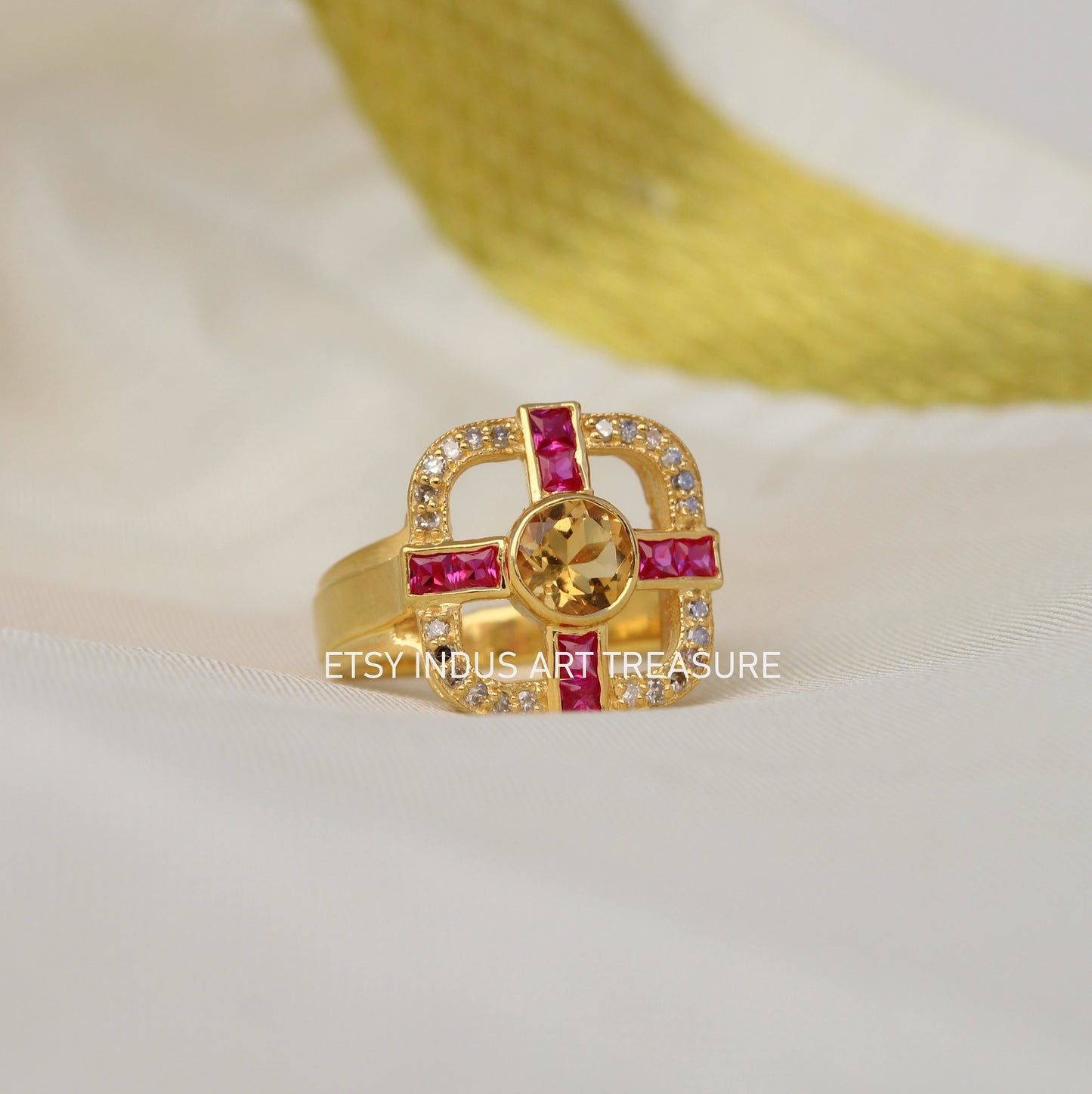 Pink Tourmaline 18k Gold Signet Ring