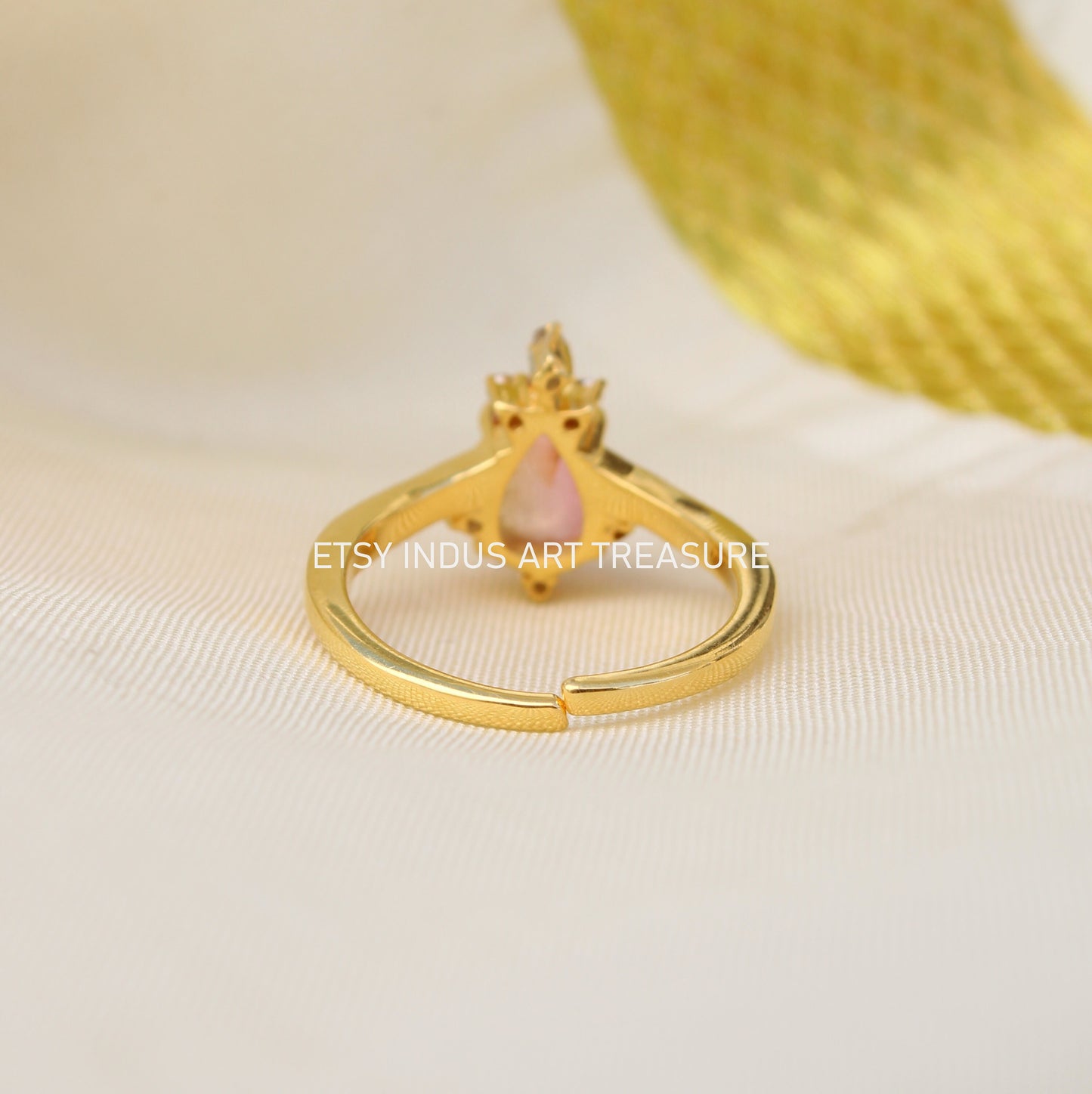 Pink Tourmaline Dainty 18k Gold Plated Ring
