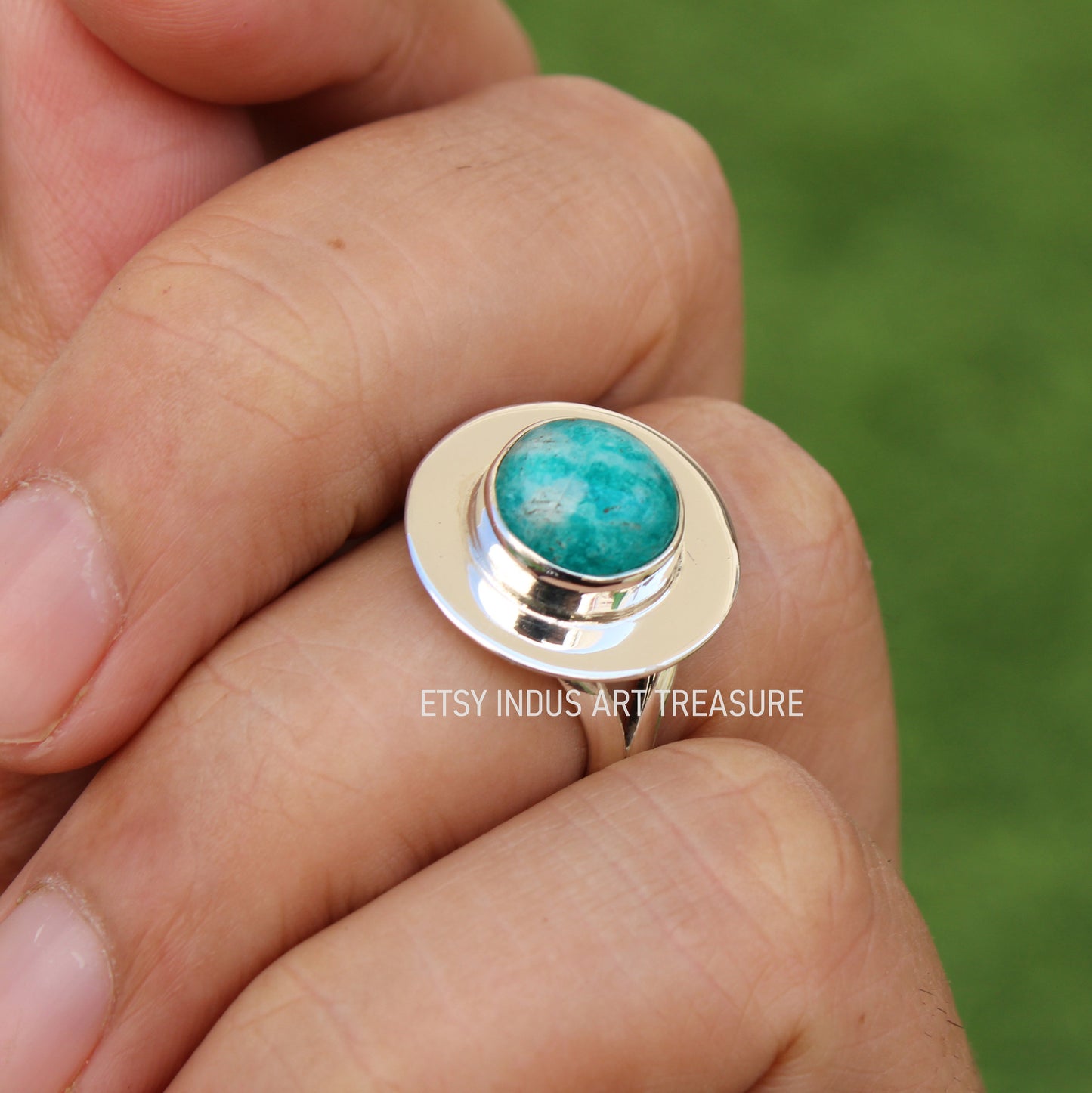 Blue Amazonite Boho Ring