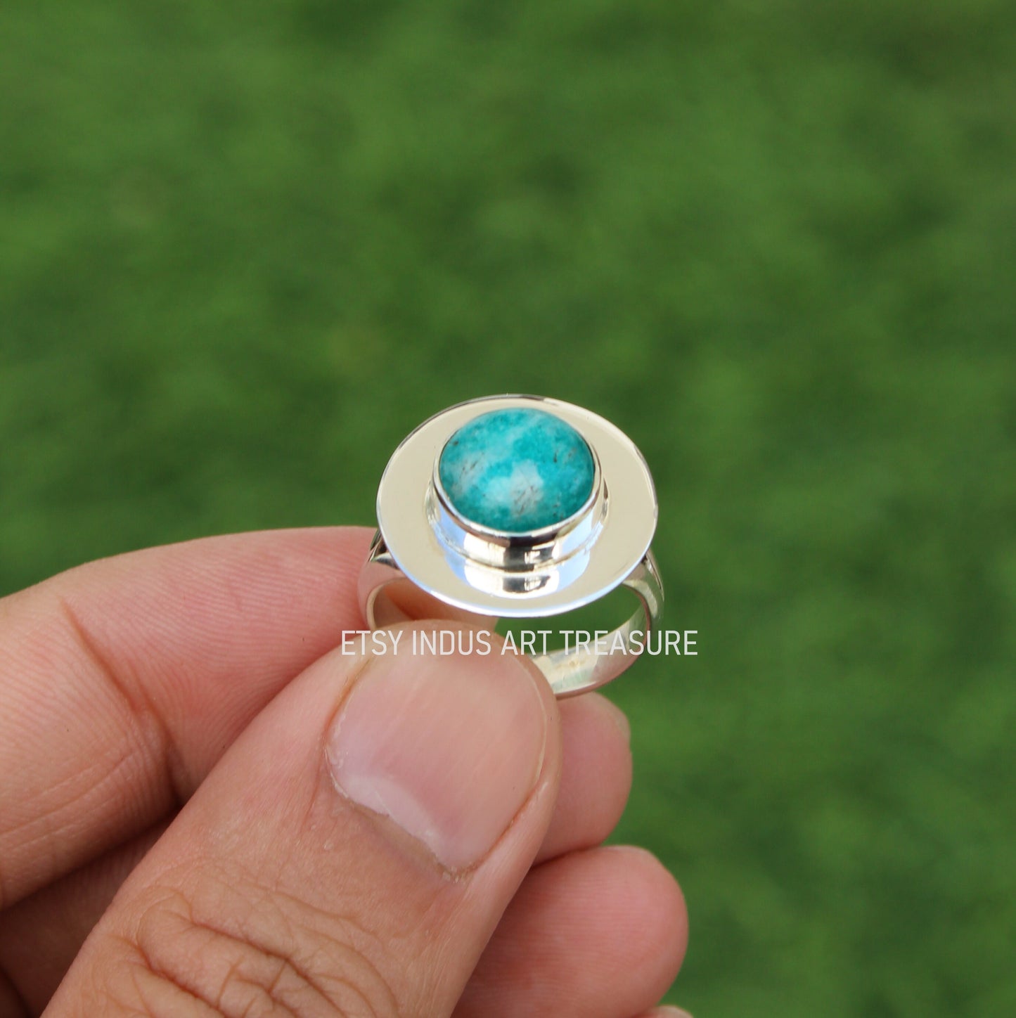Blue Amazonite Boho Ring