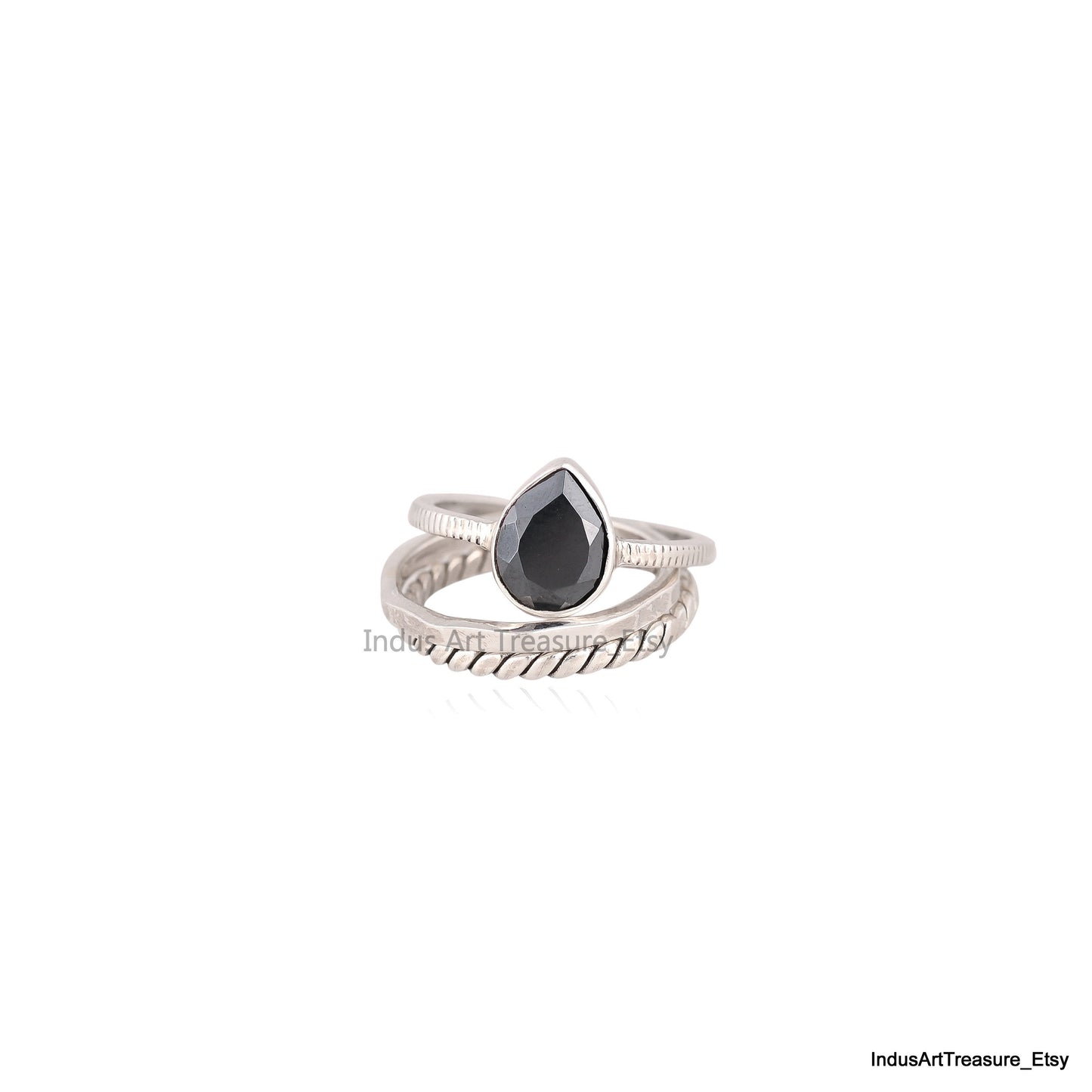 Hematite Pear Cut Stacking Ring Set