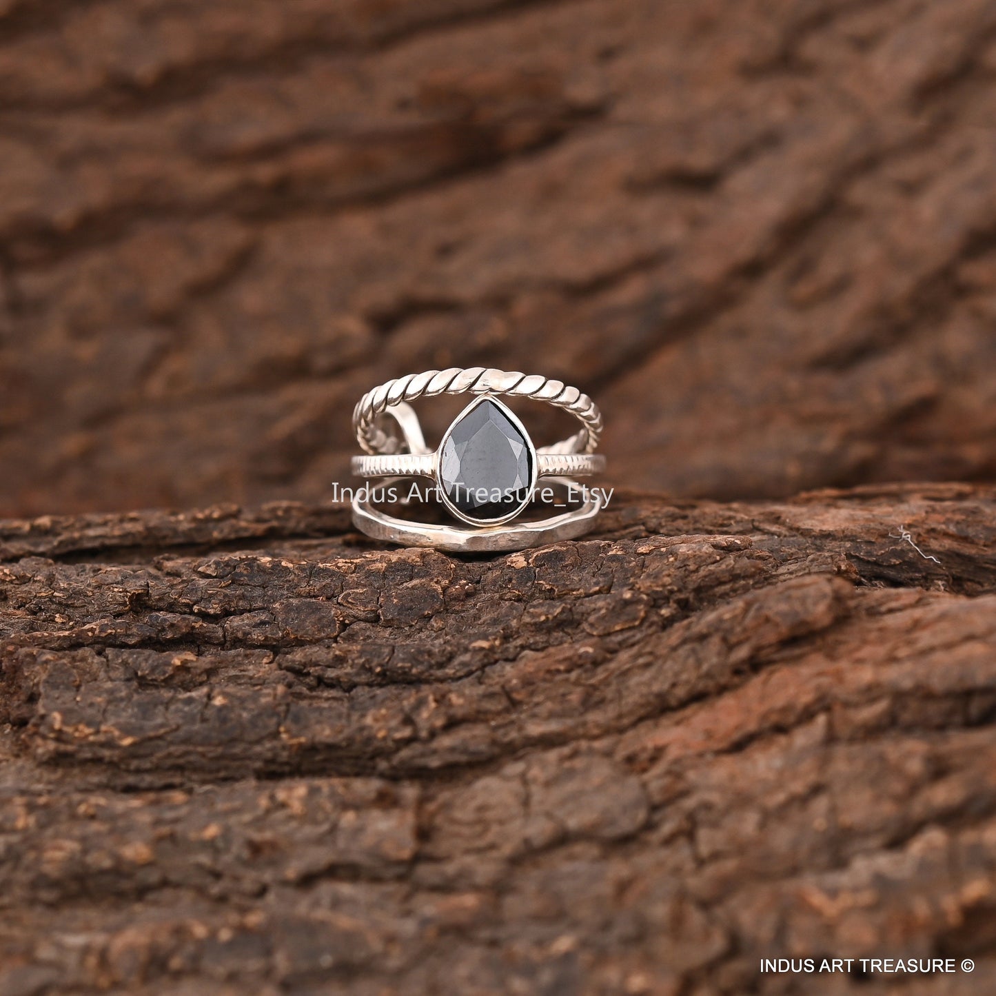 Hematite Pear Cut Stacking Ring Set