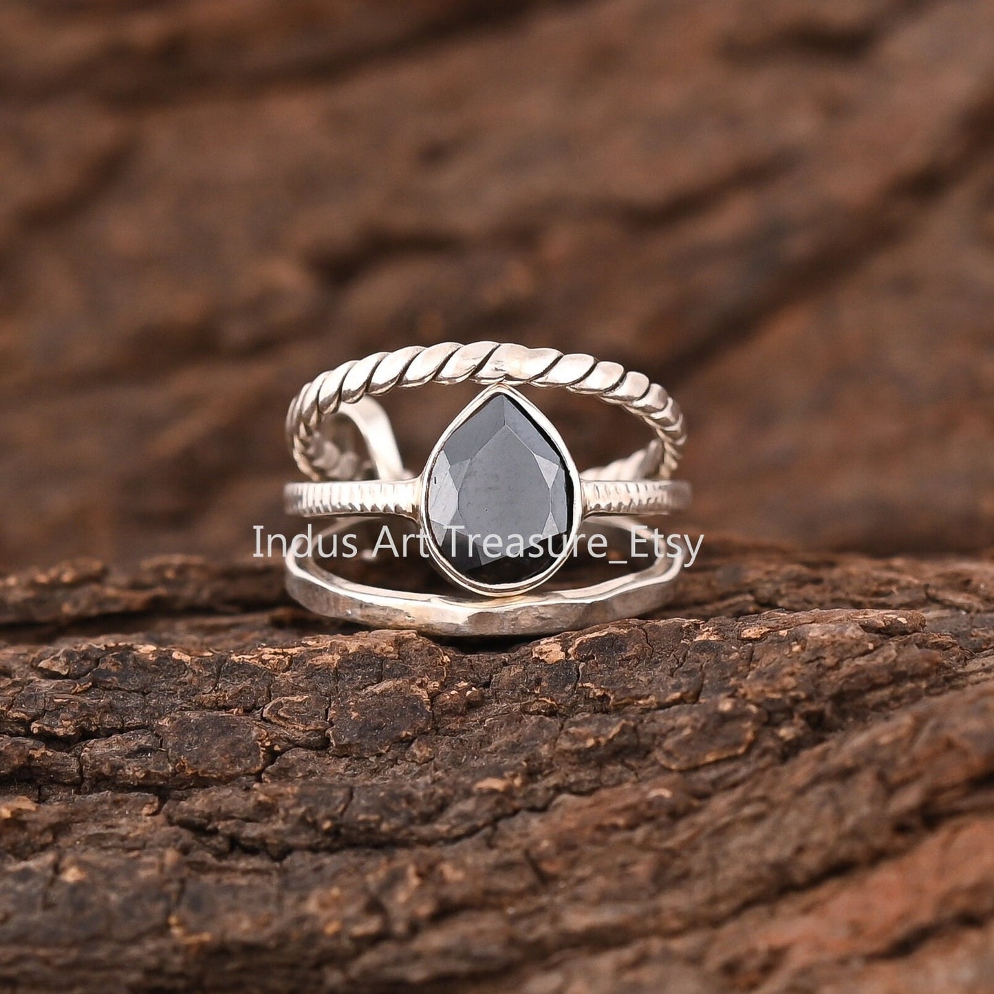 Hematite Pear Cut Stacking Ring Set
