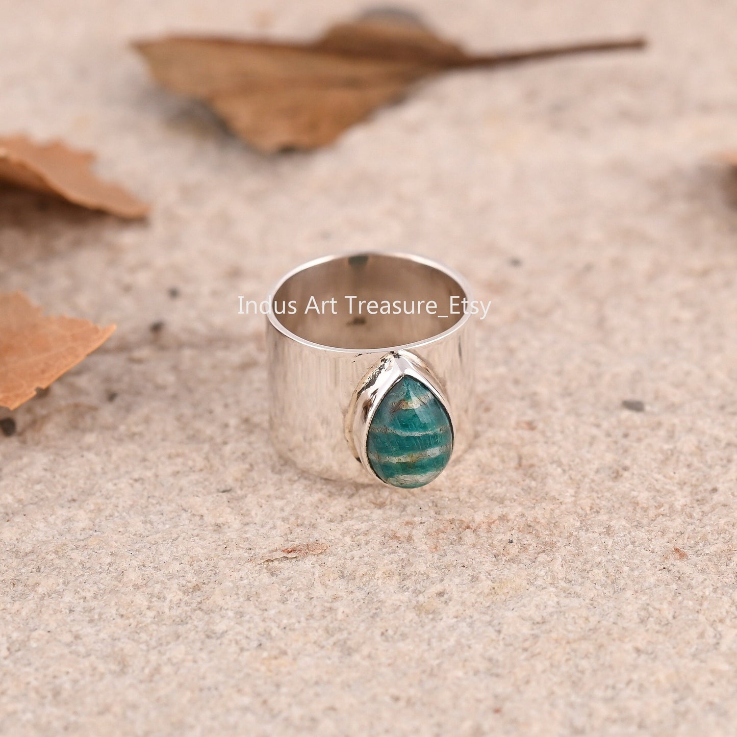 Amazonite Wide Band Ring