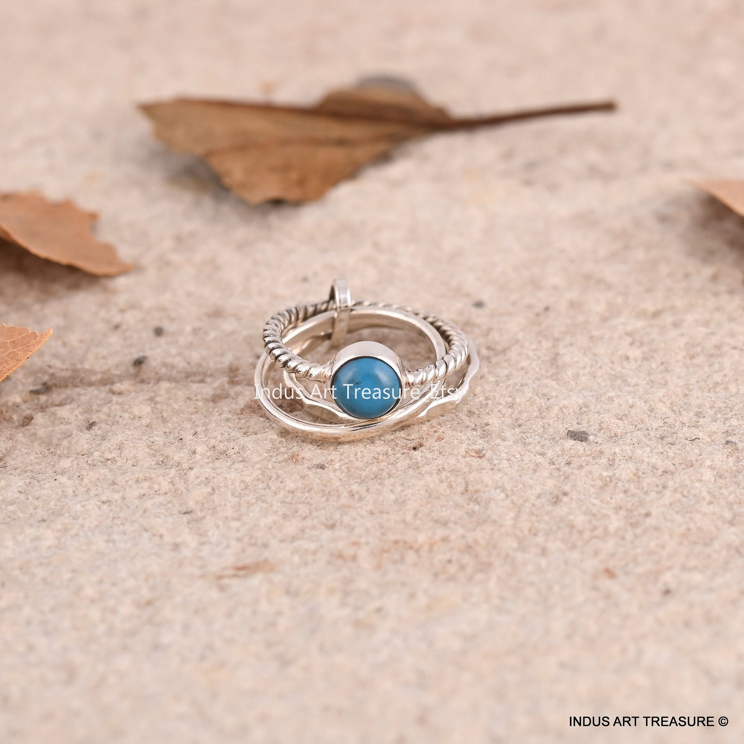 Blue Turquoise Stacking Ring Set