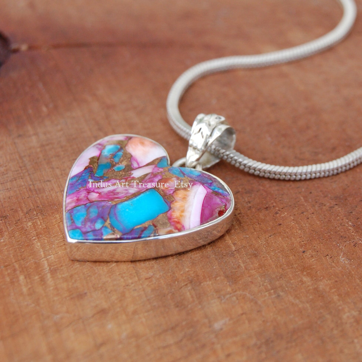 Blue Copper Turquoise Heart Shape Pendant