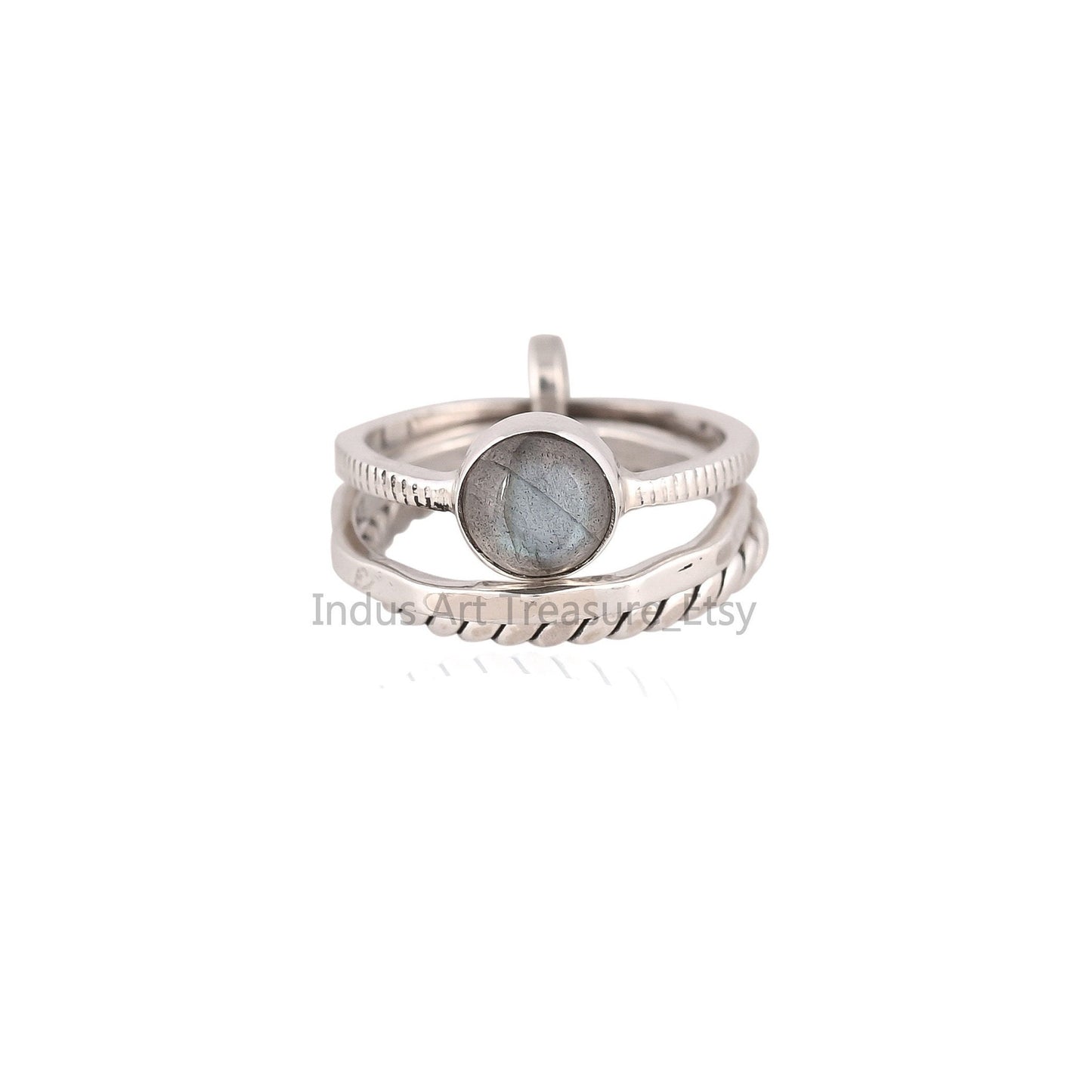Blue Labradorite Stacking Ring Set