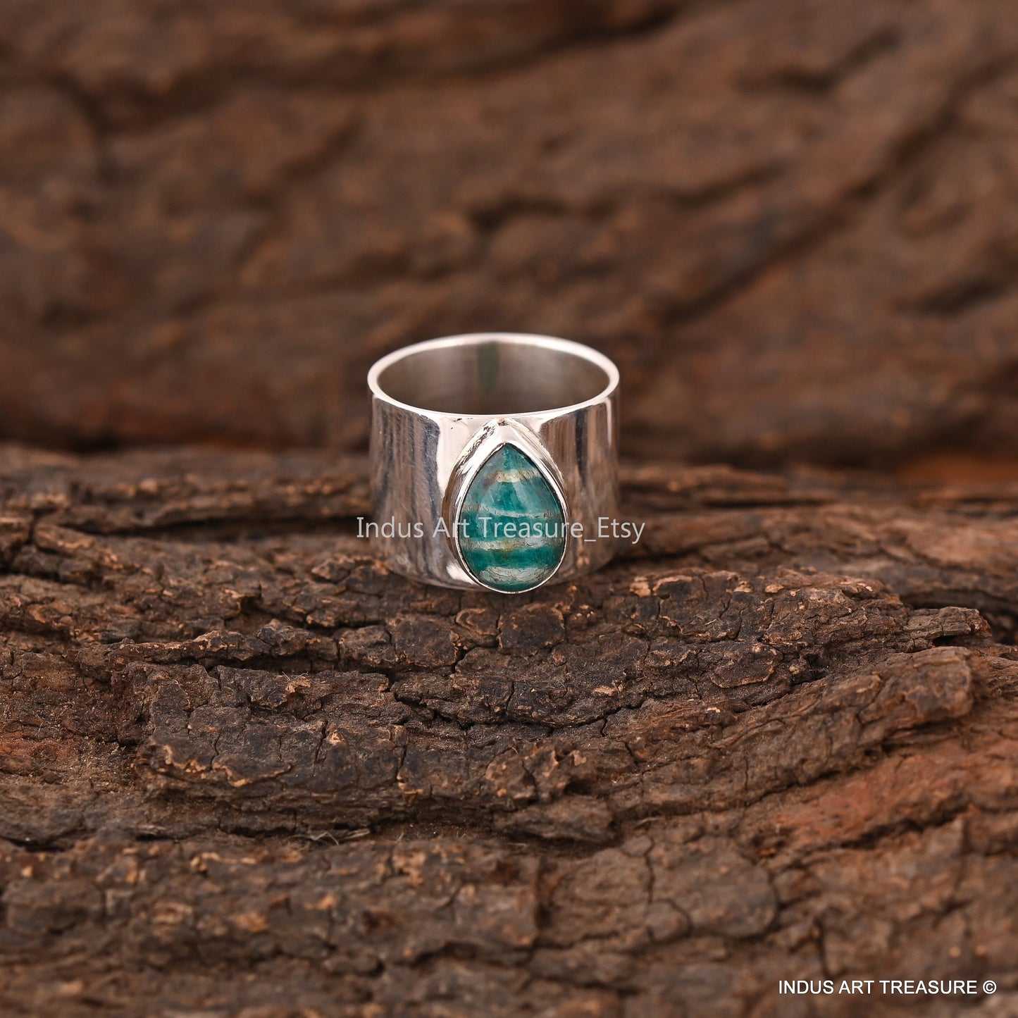 Amazonite Wide Band Ring