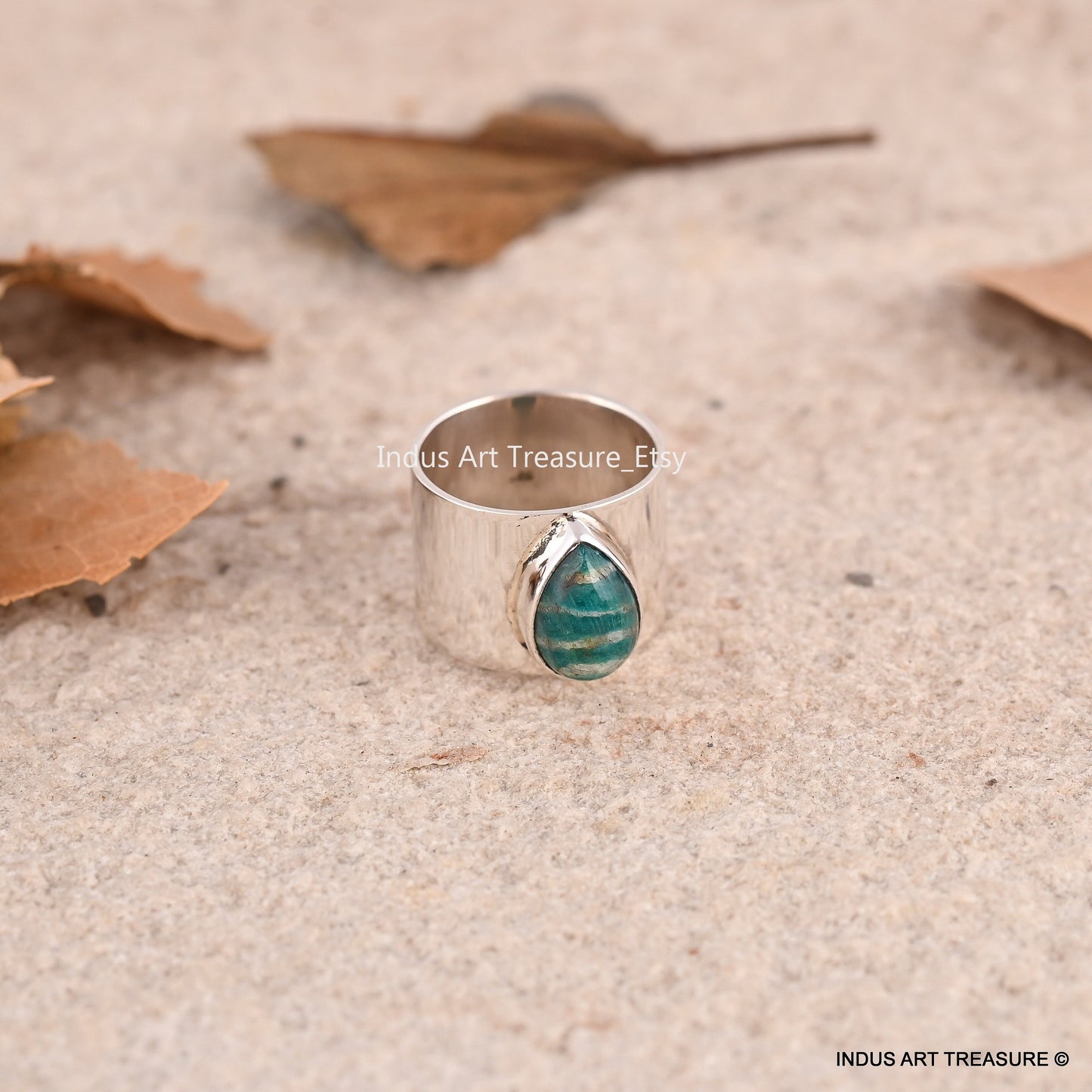 Amazonite Wide Band Ring