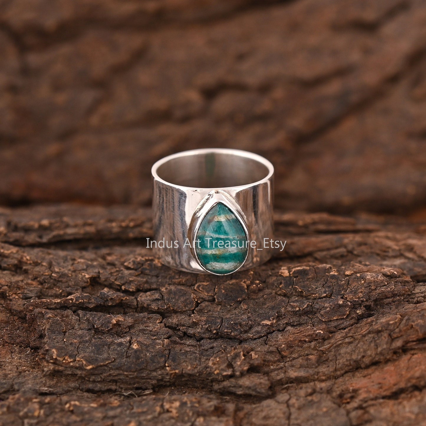 Amazonite Wide Band Ring