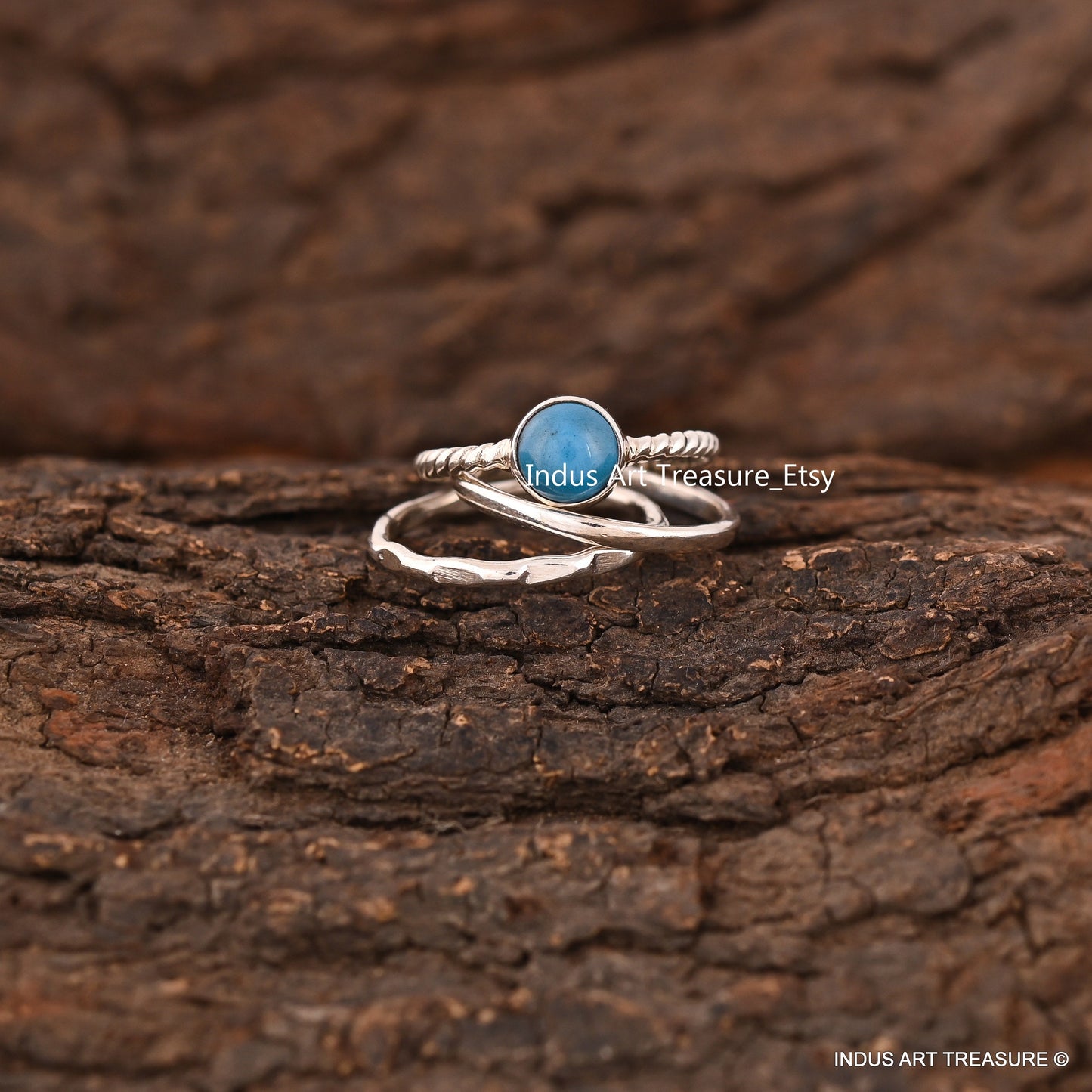 Blue Turquoise Stacking Ring Set