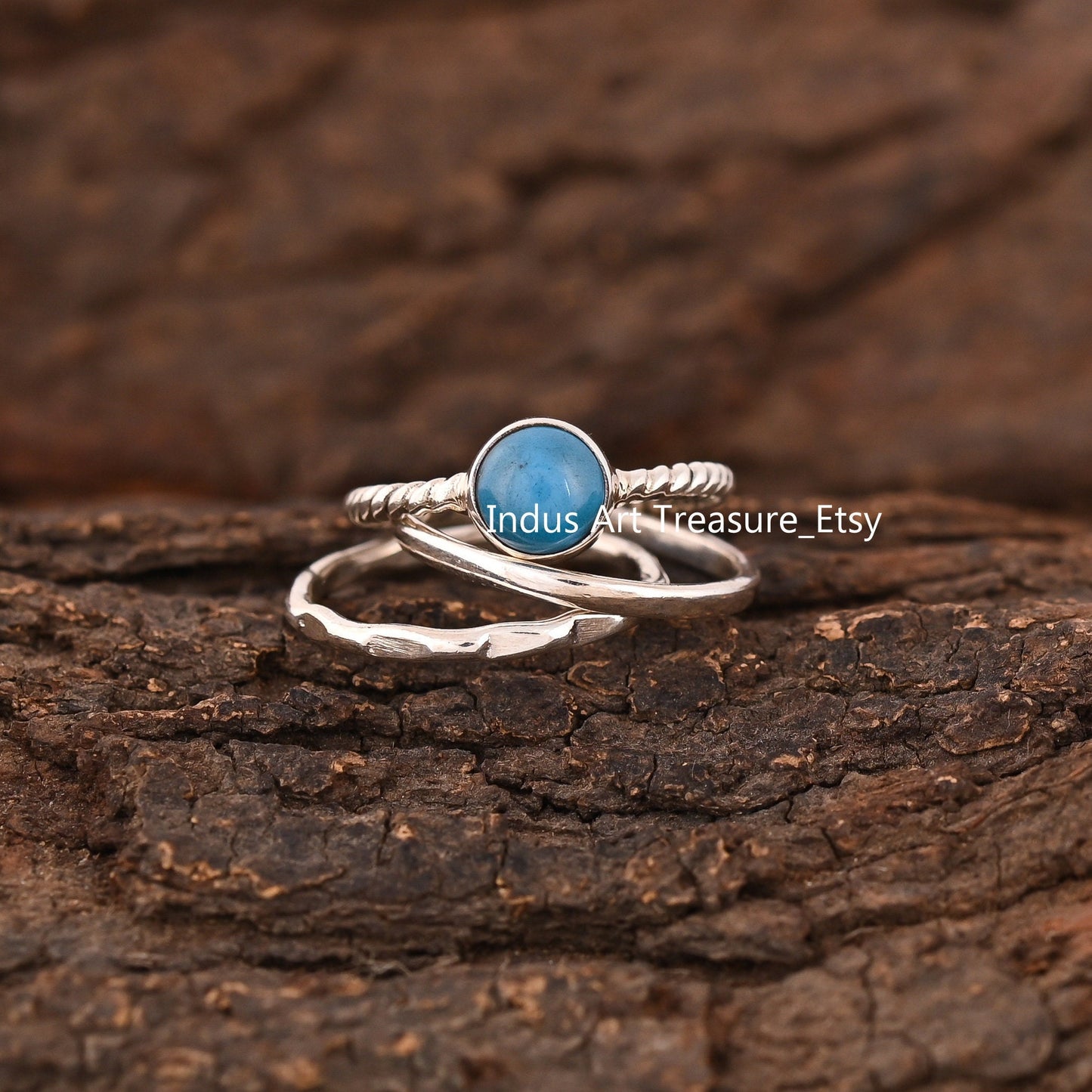 Blue Turquoise Stacking Ring Set