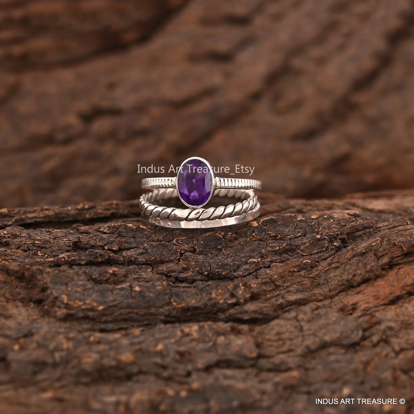 Amethyst Stacking Ring Set