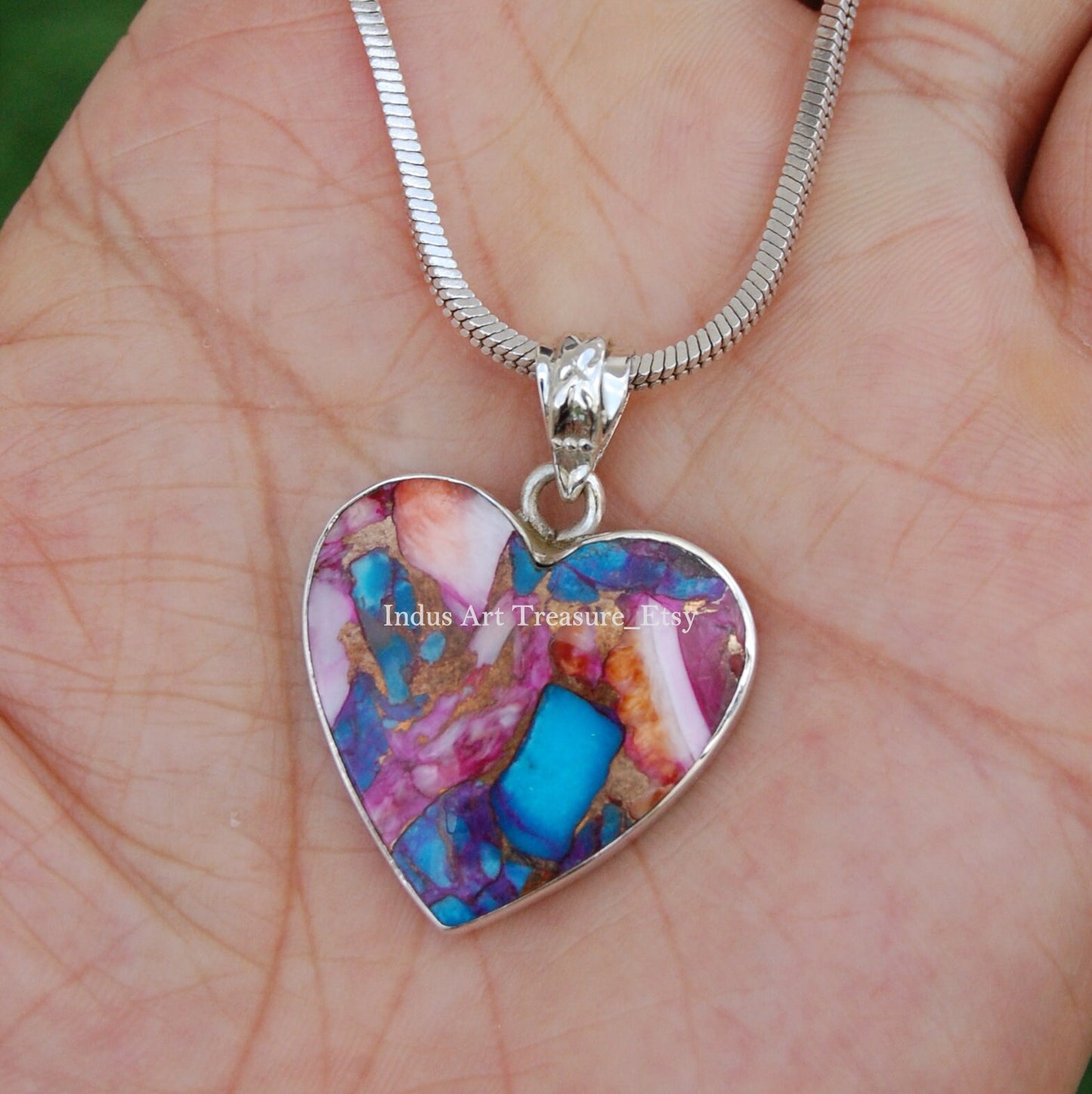 Blue Copper Turquoise Heart Shape Pendant