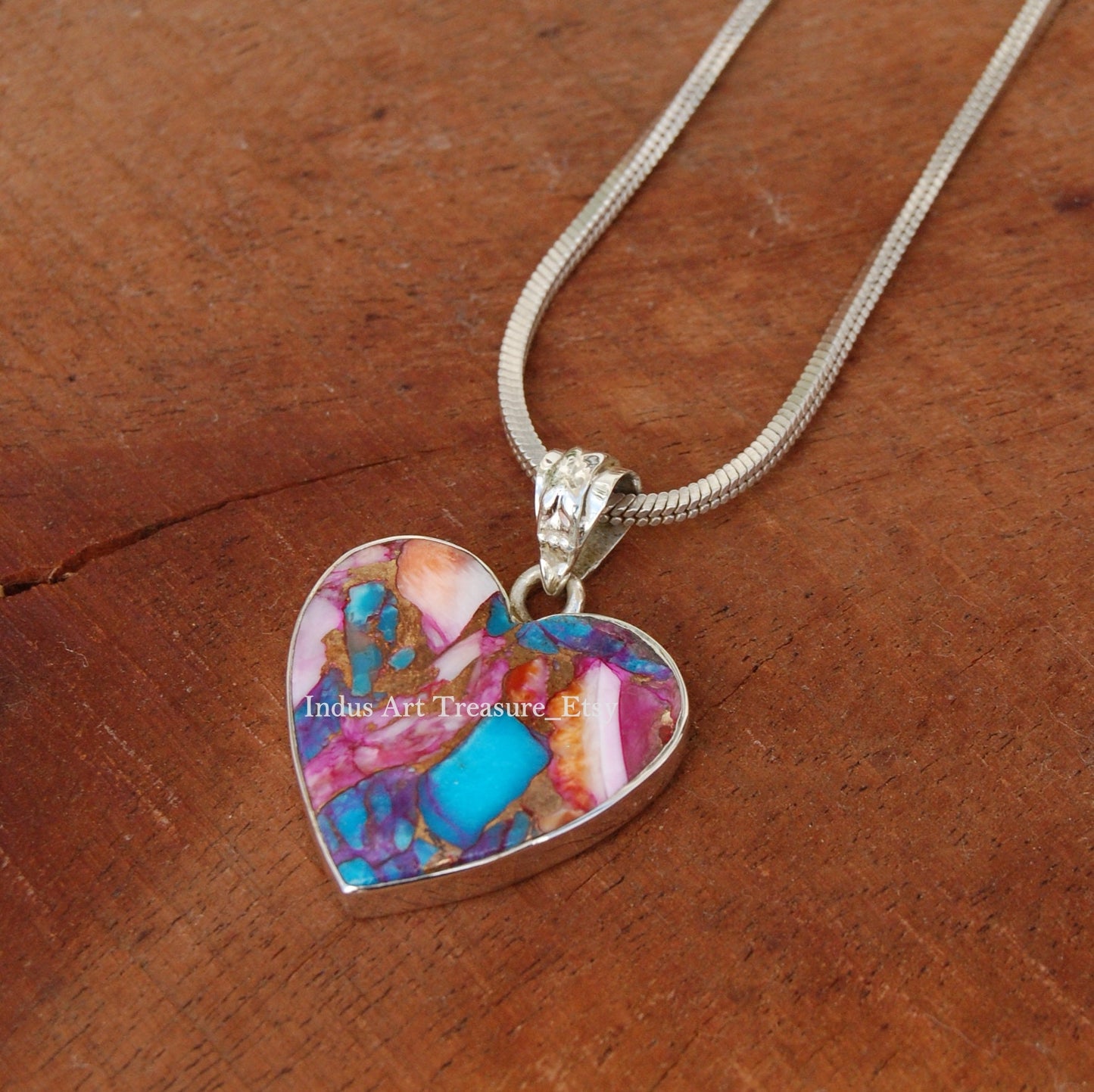 Blue Copper Turquoise Heart Shape Pendant