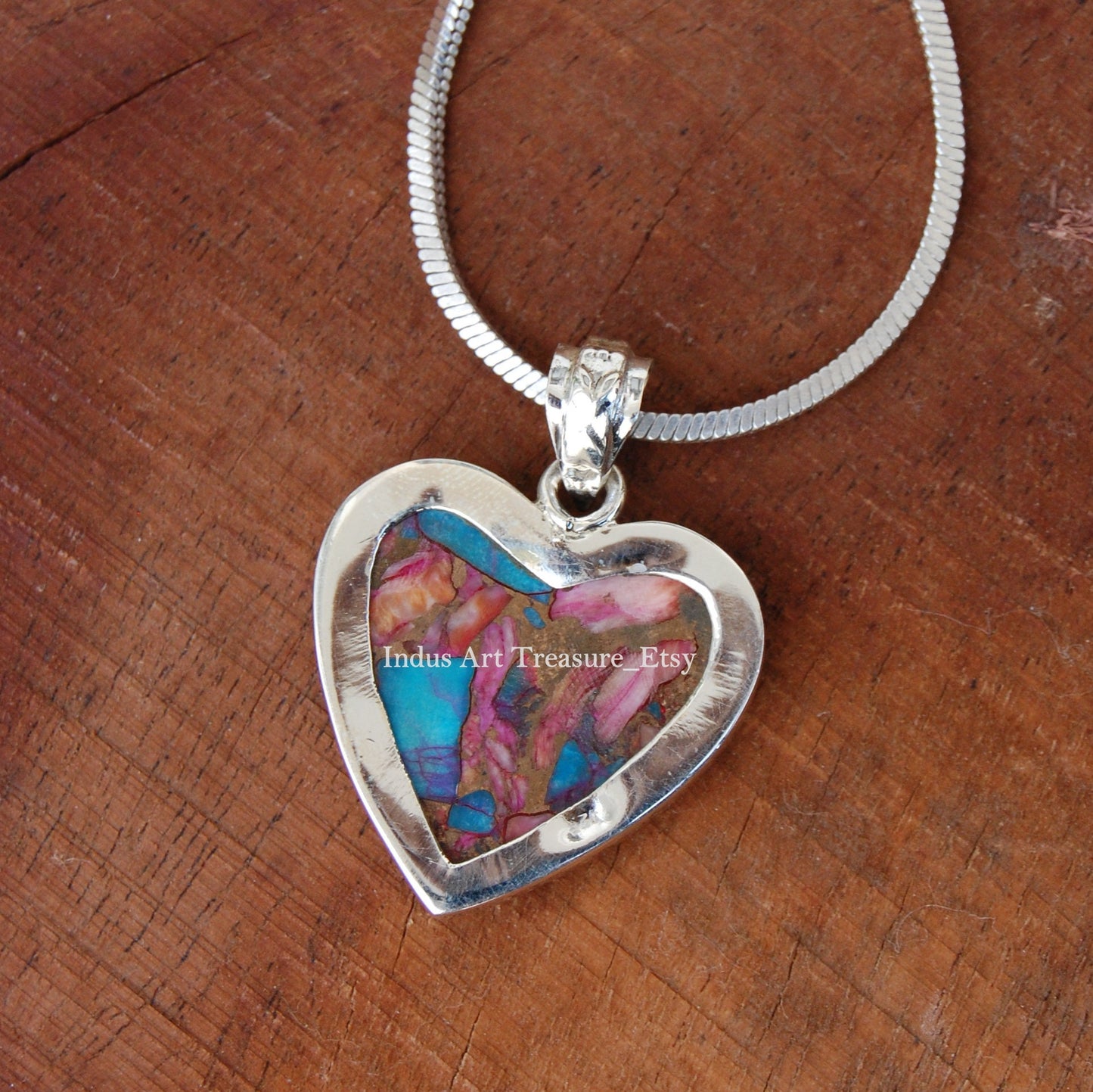 Blue Copper Turquoise Heart Shape Pendant