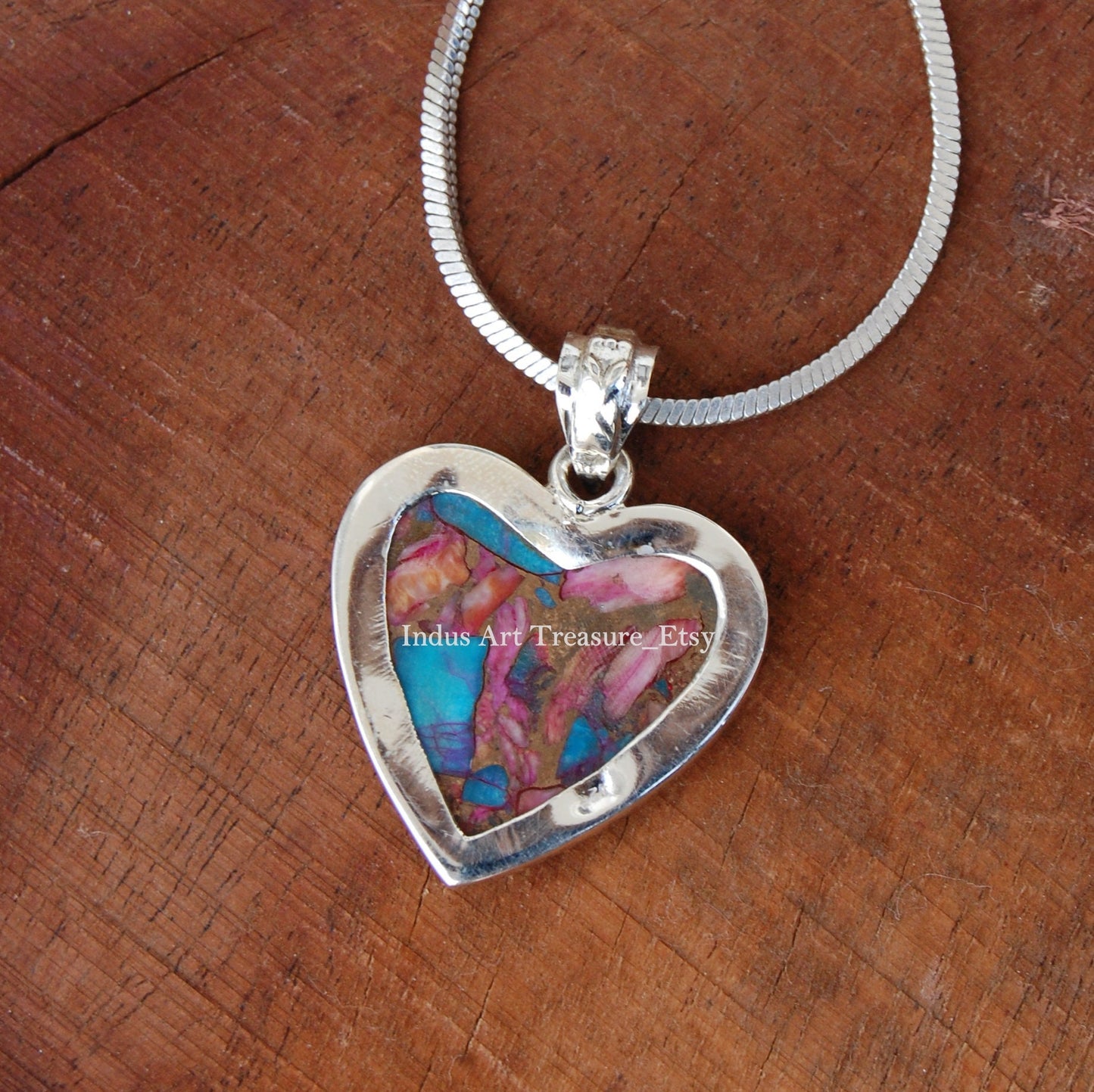 Blue Copper Turquoise Heart Shape Pendant