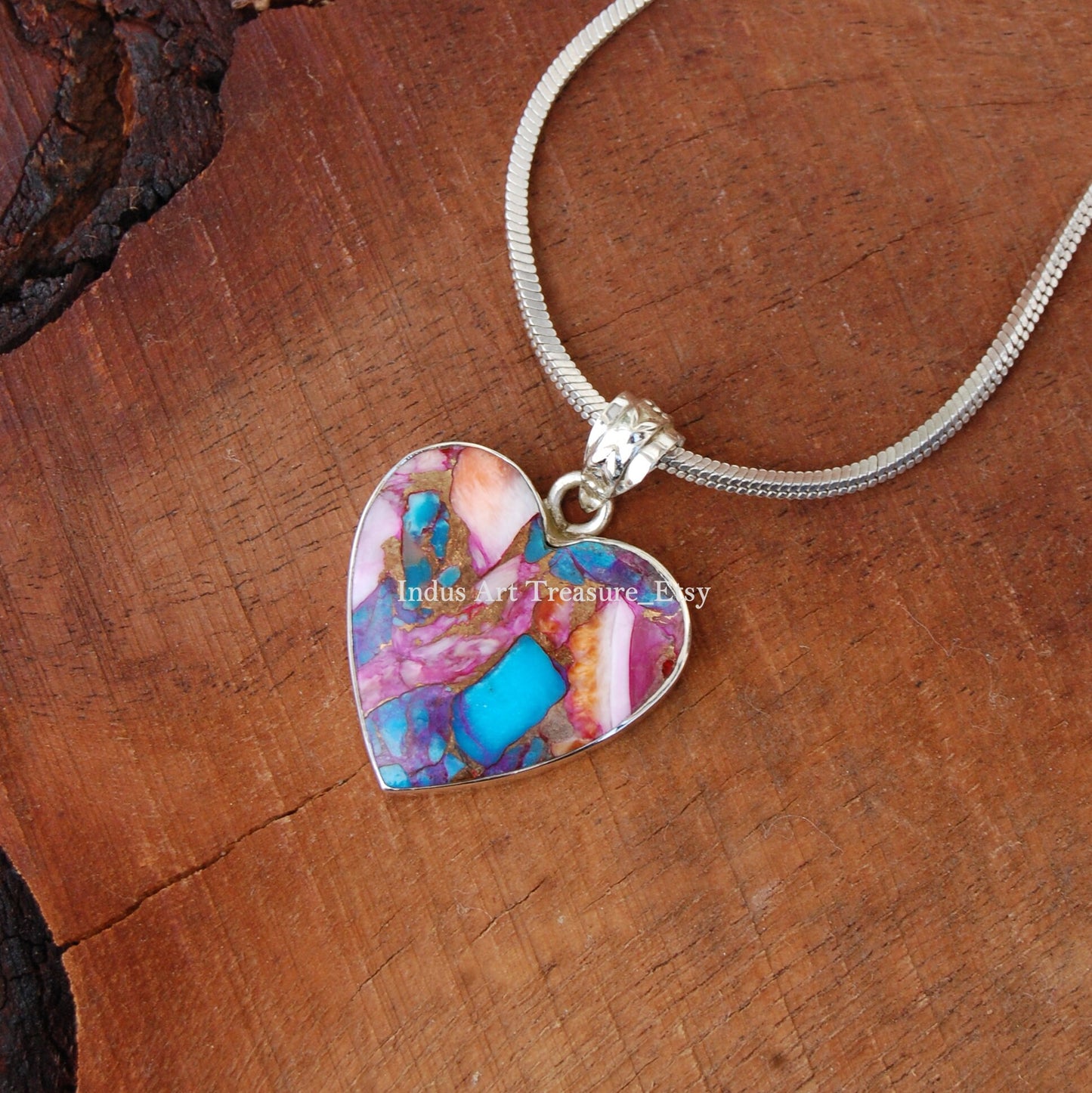 Blue Copper Turquoise Heart Shape Pendant