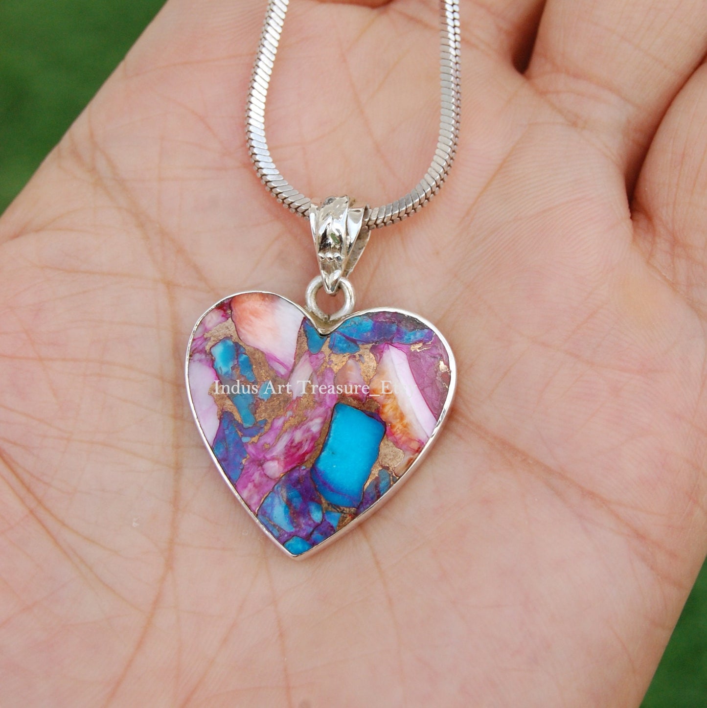Blue Copper Turquoise Heart Shape Pendant