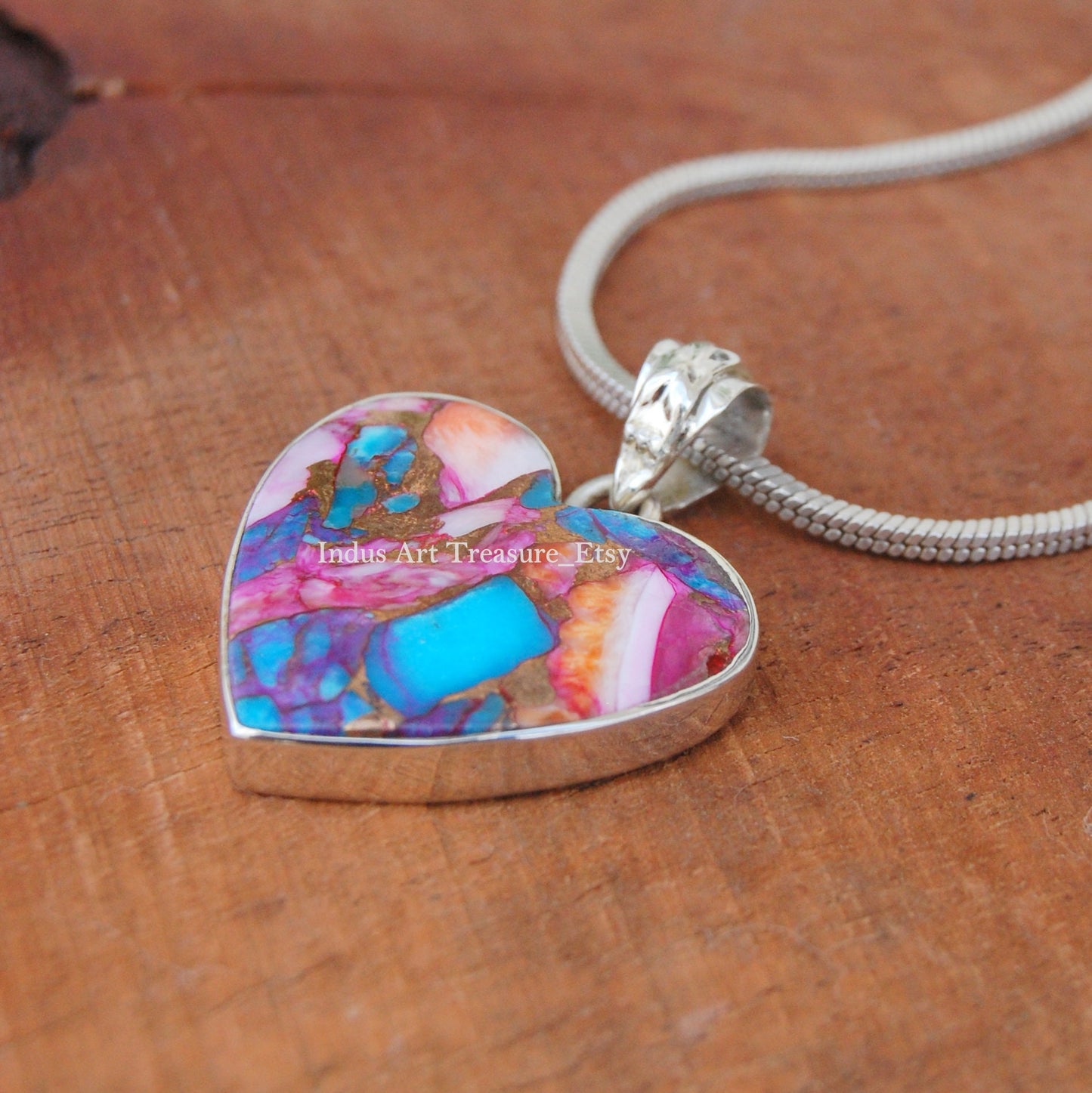 Blue Copper Turquoise Heart Shape Pendant