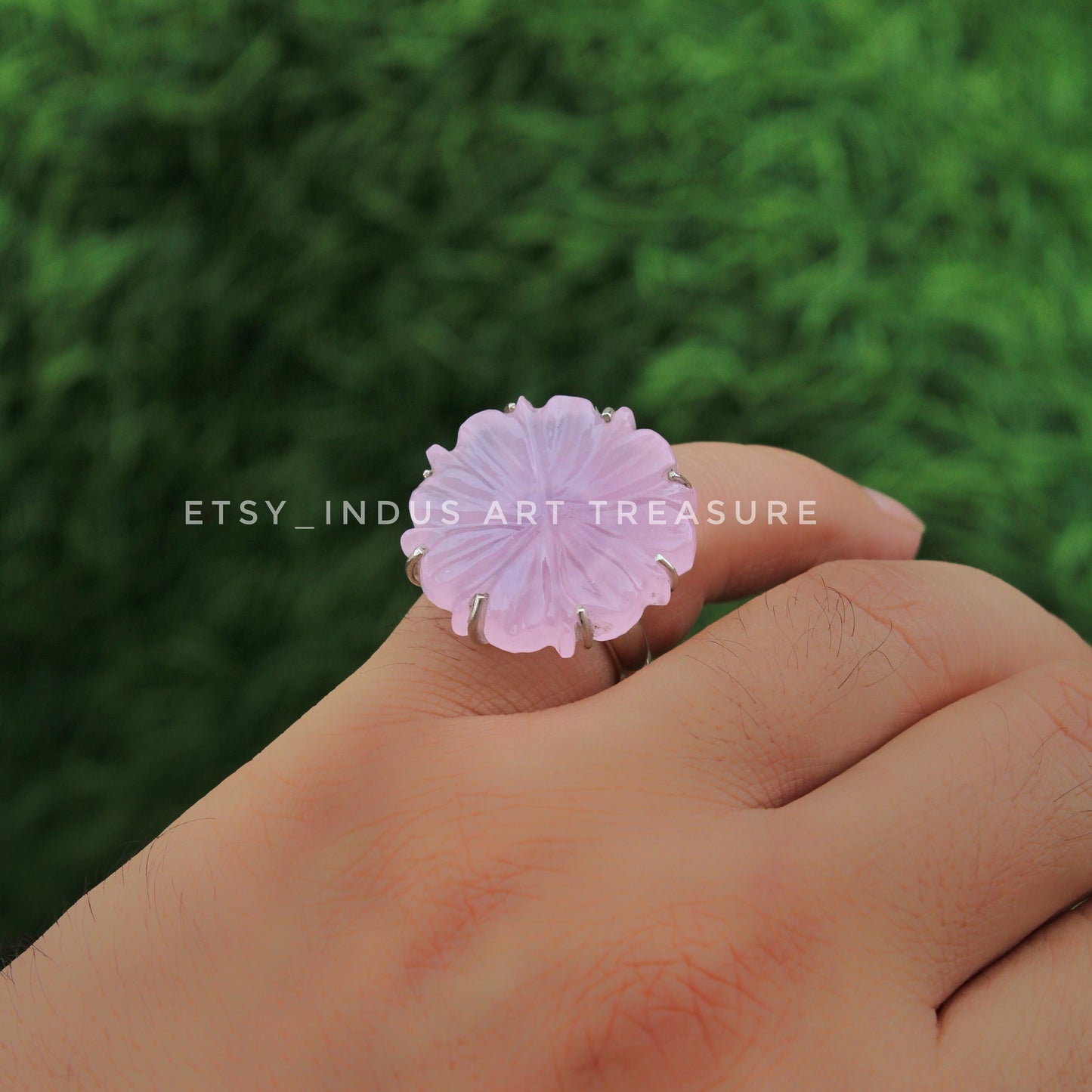 Rose Quartz Floral Ring